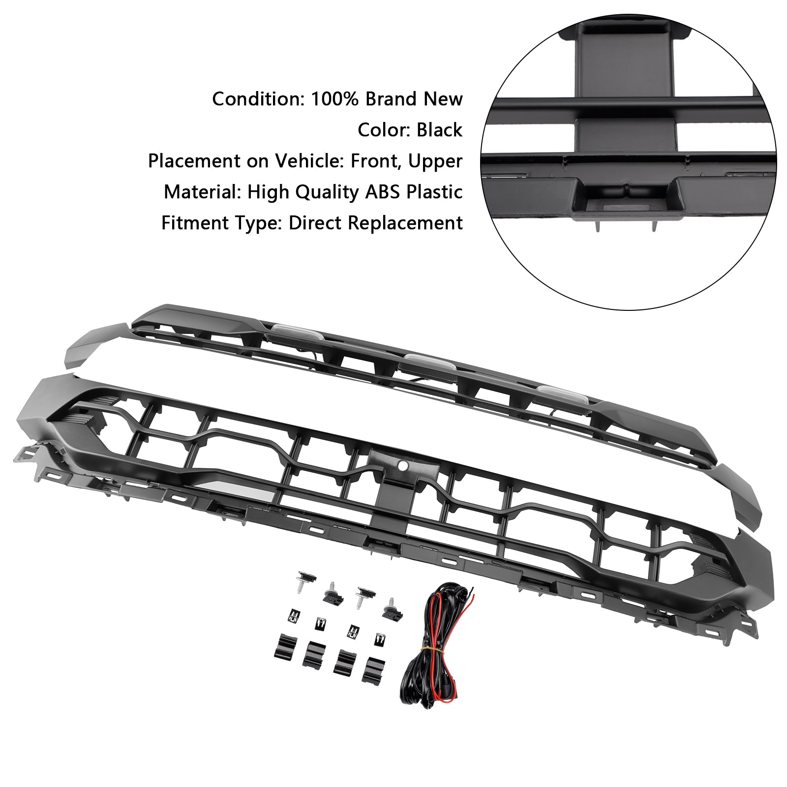 Ford F150 Front Bumper Grille Raptor Style 2024-2025 Black Replacement Grill With LED