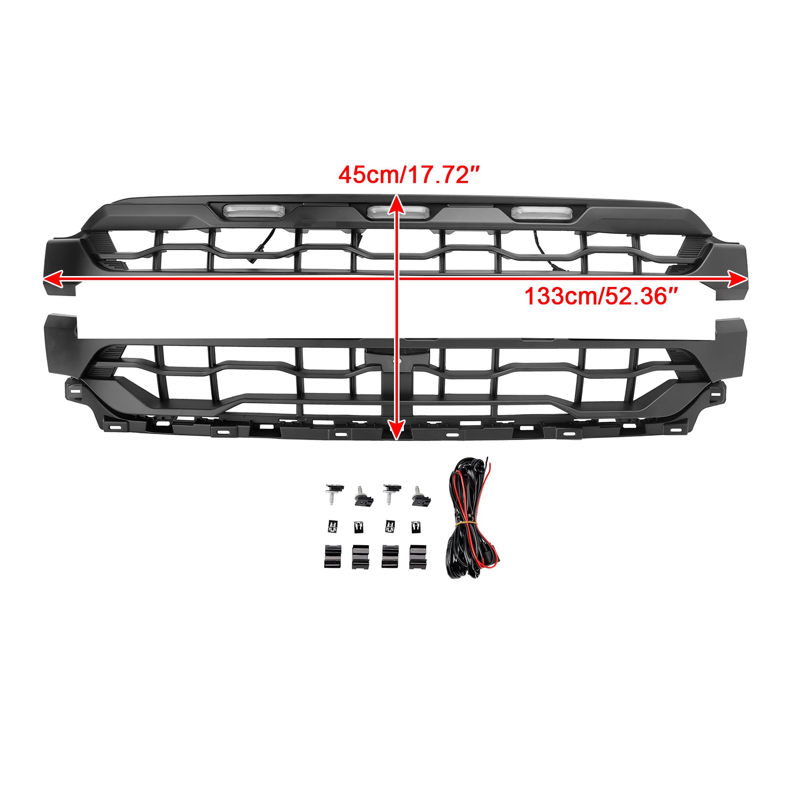 Ford F150 Front Bumper Grille Raptor Style 2024-2025 Black Replacement Grill With LED