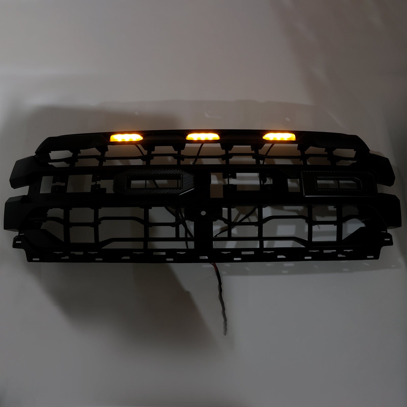 2024 2025 Ford F150 Black Grille Front Bumper Raptor Style Grill W/ LED Light & Letter