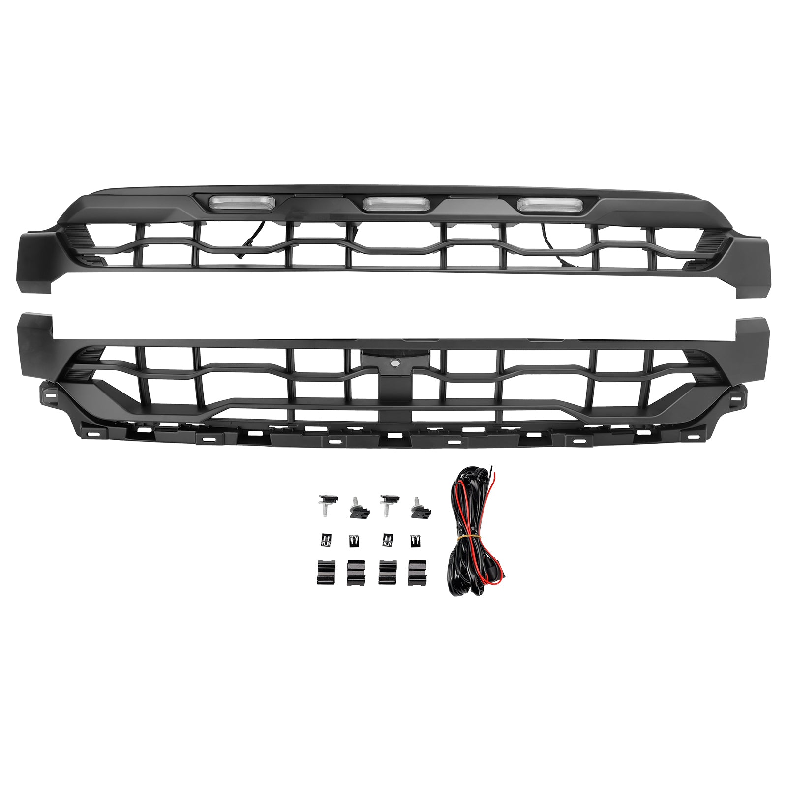 Ford F150 Front Bumper Grille Raptor Style 2024-2025 Black Replacement Grill With LED