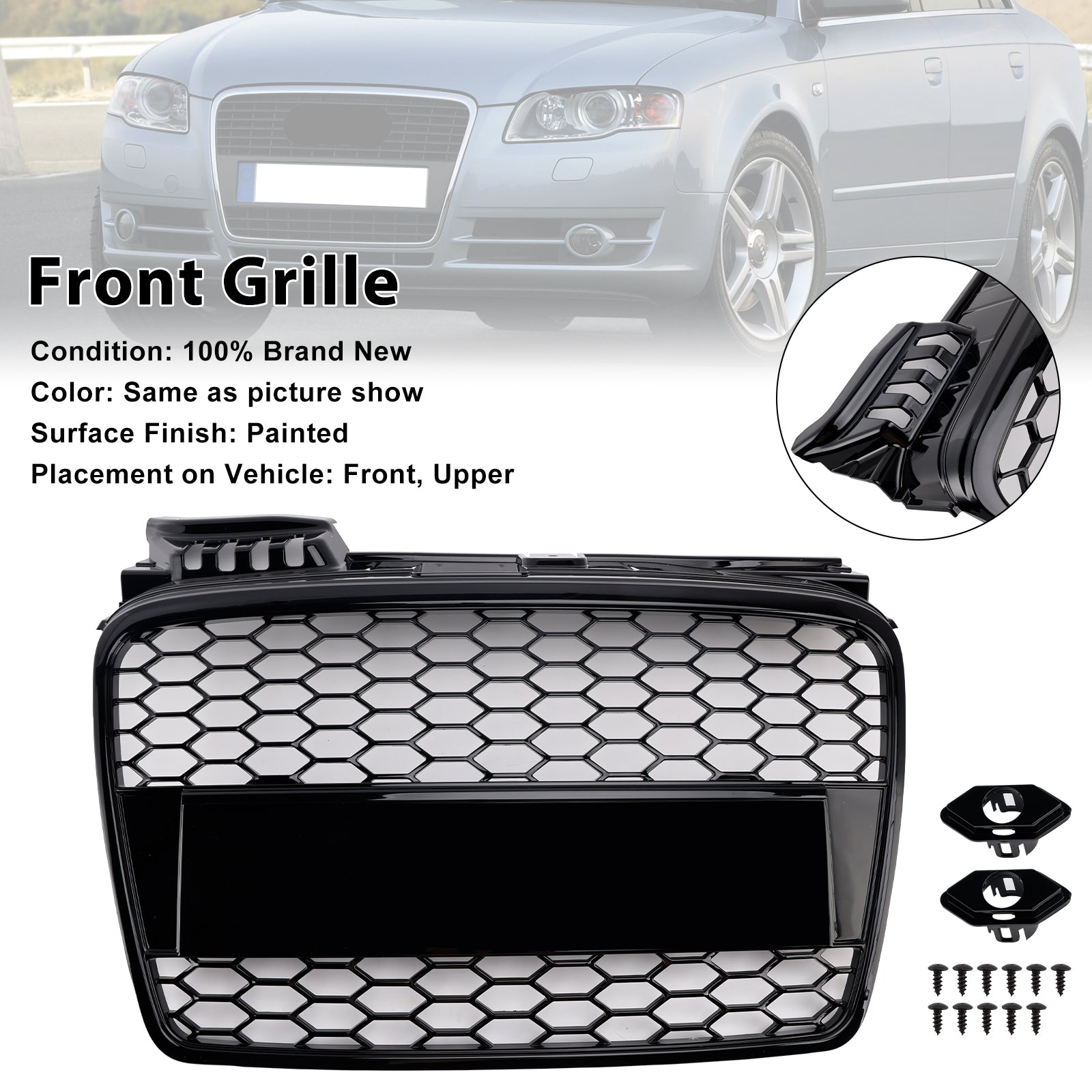2005-2008 Audi A4 B7 RS4 Style Honeycomb Sport Mesh Hex Grille Grill