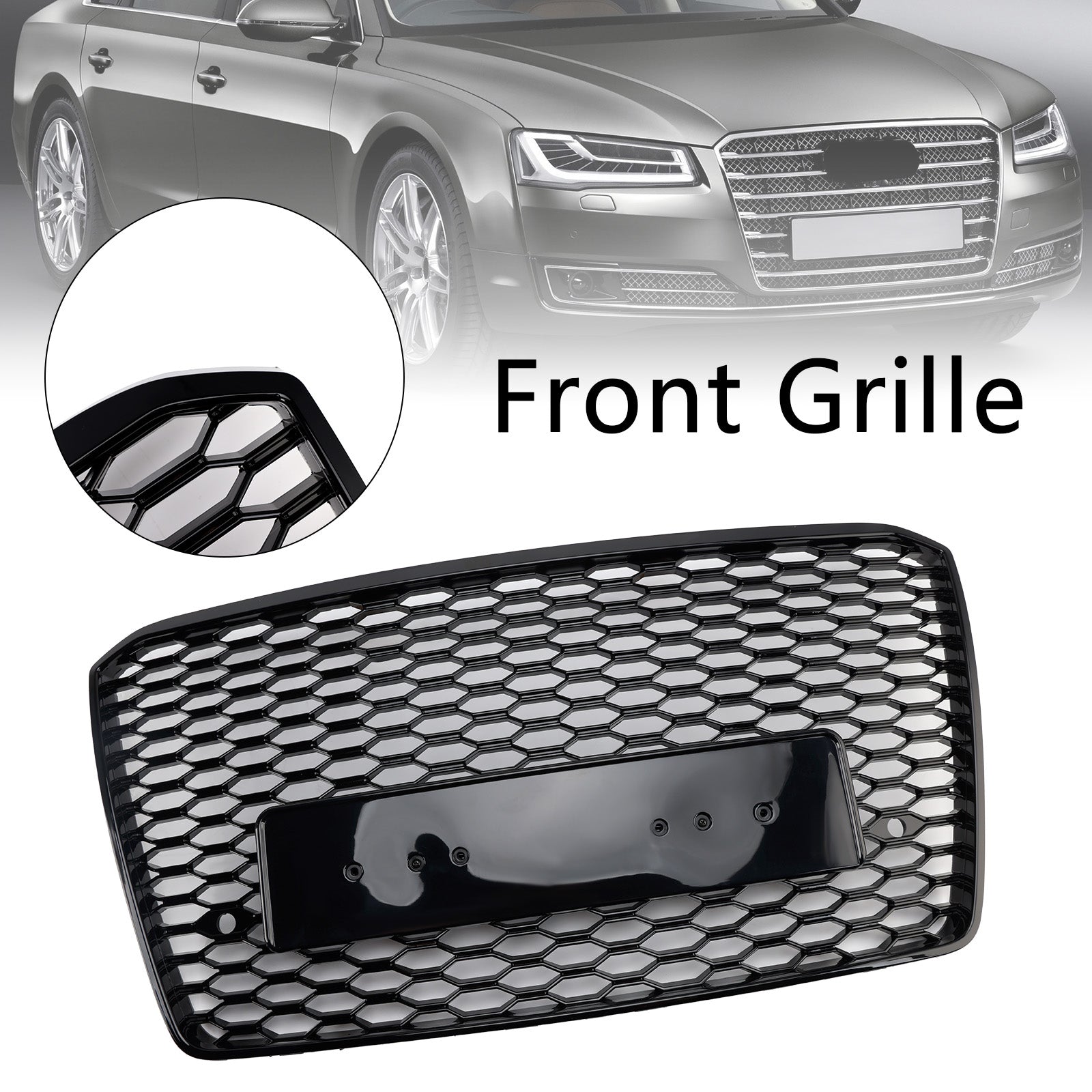 2015-2017 Audi A8 S8 RS8 Style Front Bumper Grille Honeycomb Grill Black
