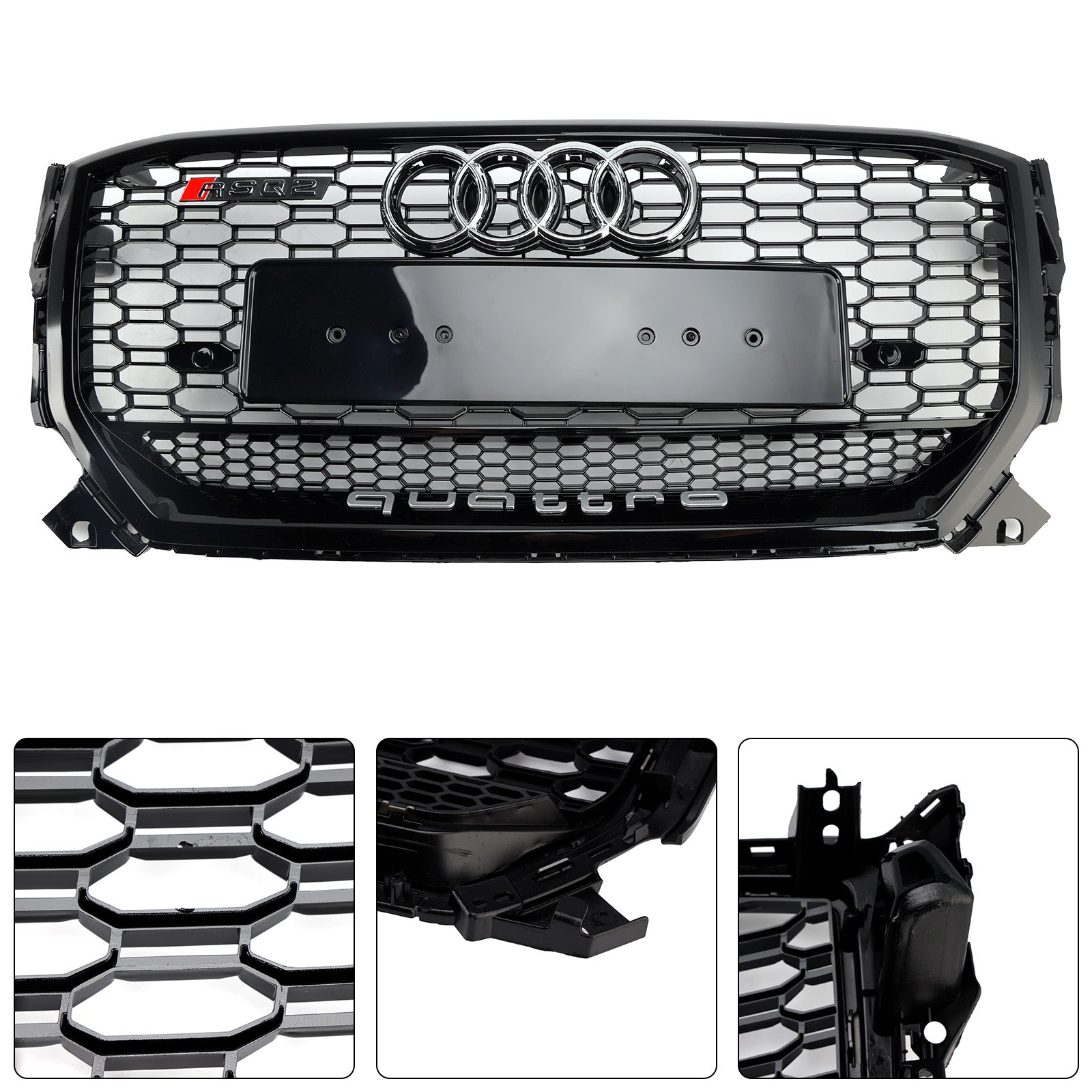 2016-2020 Audi Q2 Pre-Facelift Gloss Black Front Honeycomb Grille Grill