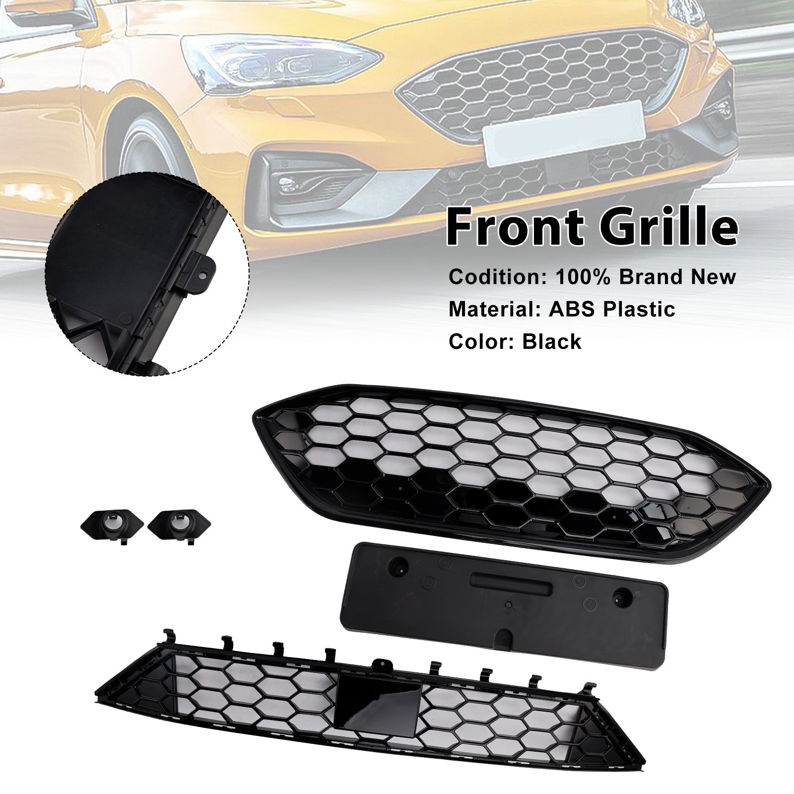 2019-2021 Toyota Sequoia W/ Led Light Black Front Bumper Grille Grill