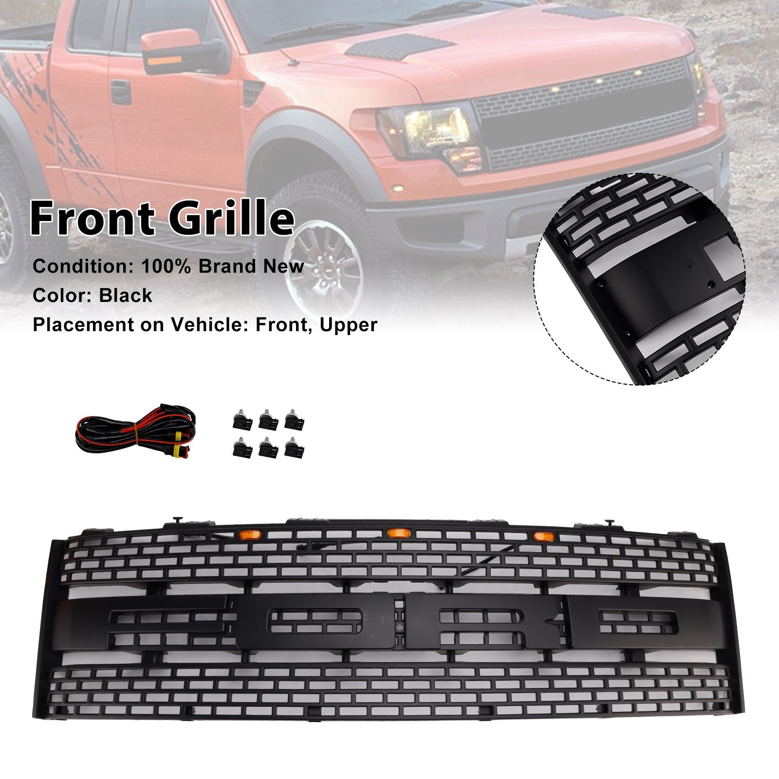 2010-2014 Ford F150 Raptor W/O Camera Hole Front Bumper Grille CL3Z8200DA