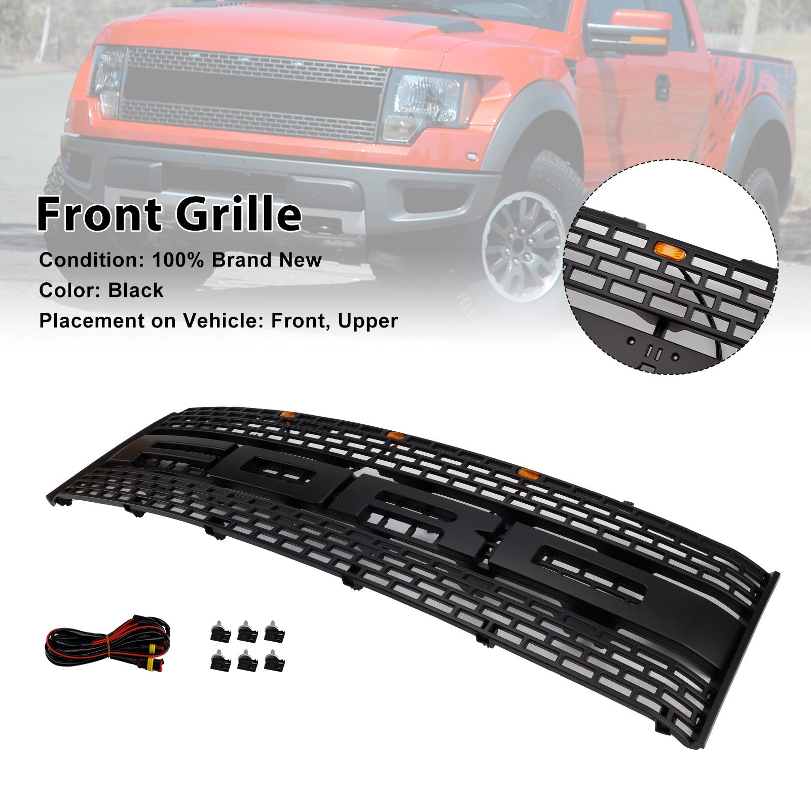 2010-2014 Ford F150 Raptor W/O Camera Hole Front Bumper Grille CL3Z8200DA