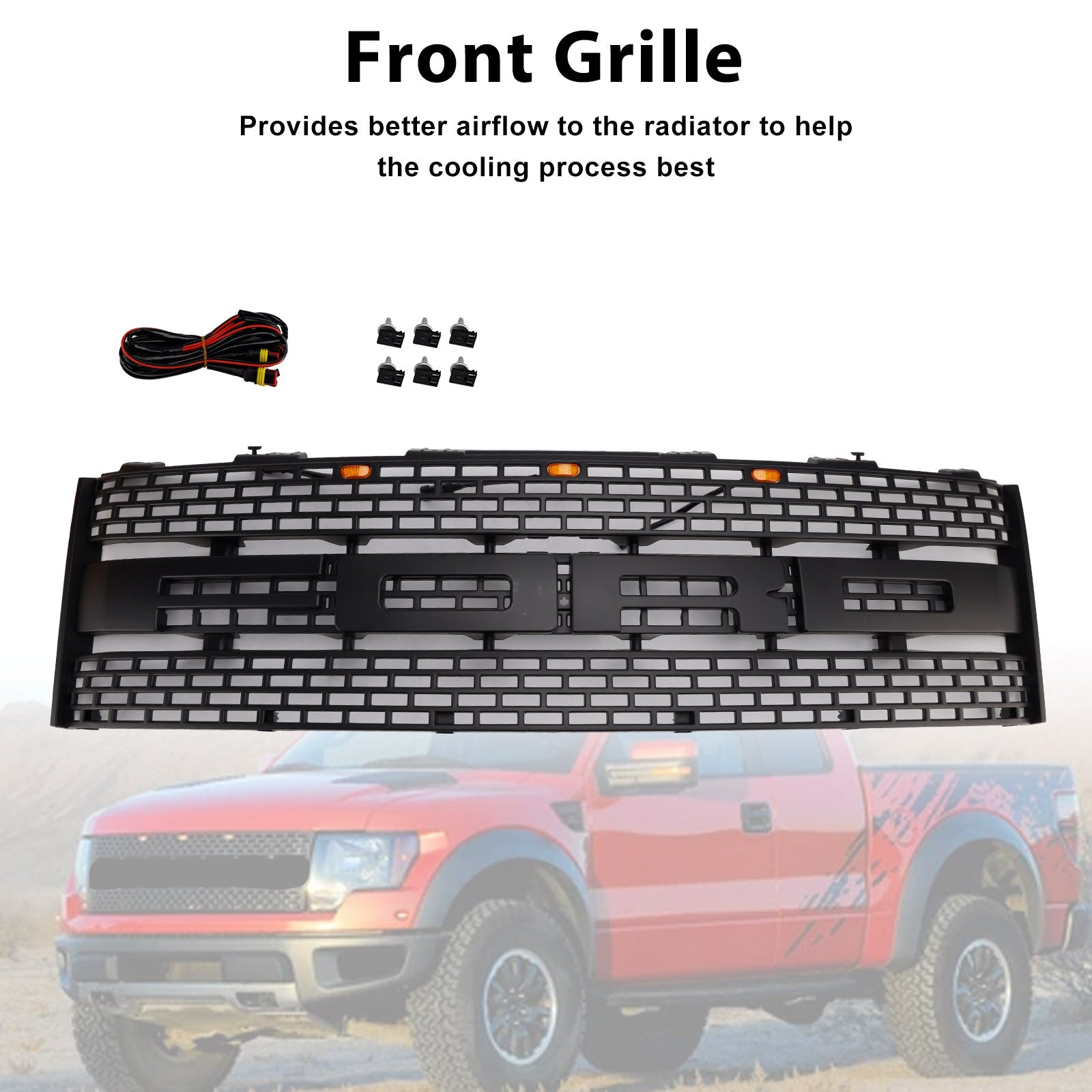 2010-2014 Ford F150 Raptor W/O Camera Hole Front Bumper Grille CL3Z8200DA
