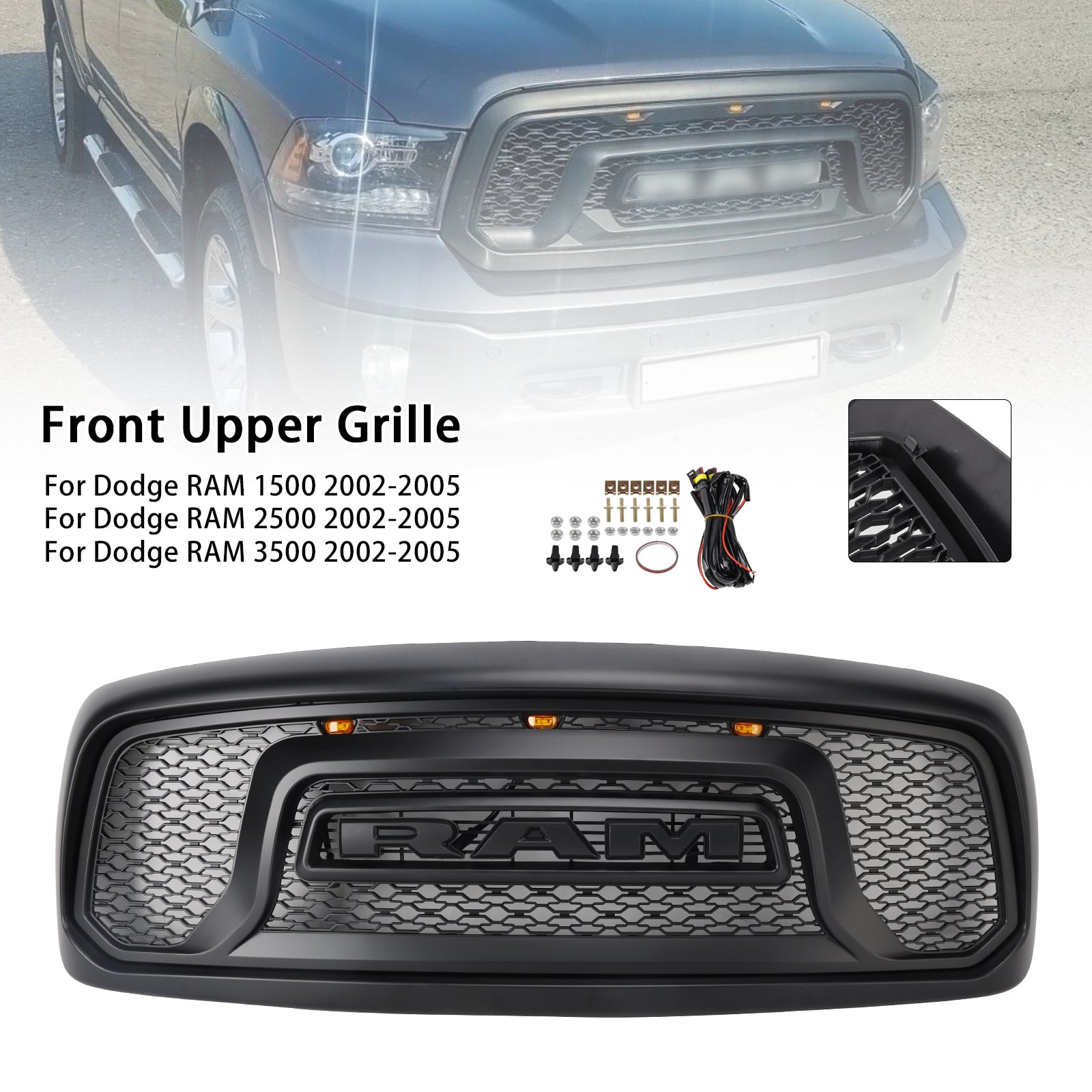 2002-2005 Dodge RAM 1500/2500/3500 Rebel Style Front Bumper Grill Grille