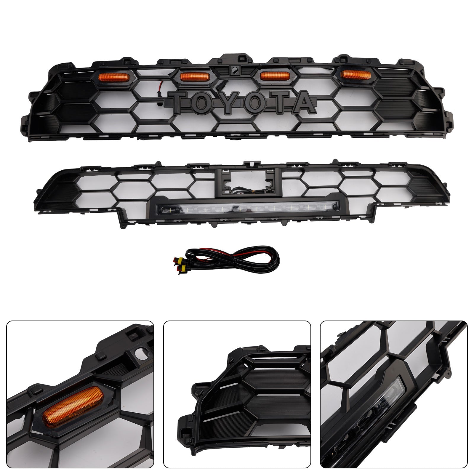 2024+ Toyota 4Runner TRD PRO W/Light Bar Front Bumper Grille Grill Black