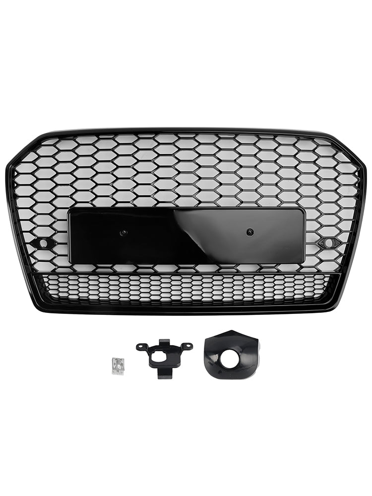 RS6 Style Honeycomb Mesh Front Grille Grill Fit Audi A6 S6 C7 2016-2018 Black