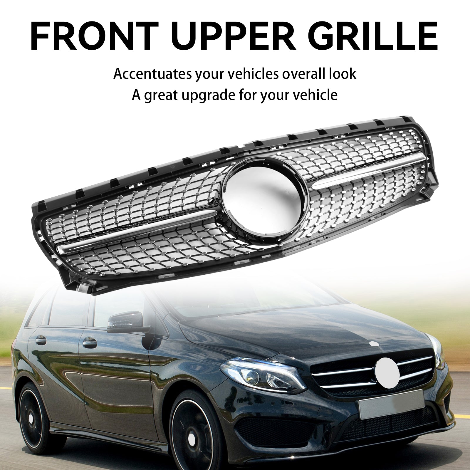 Front Bumper Grill Grille Fit Mercedes Benz B-Class W246 2011-2014 Diamond