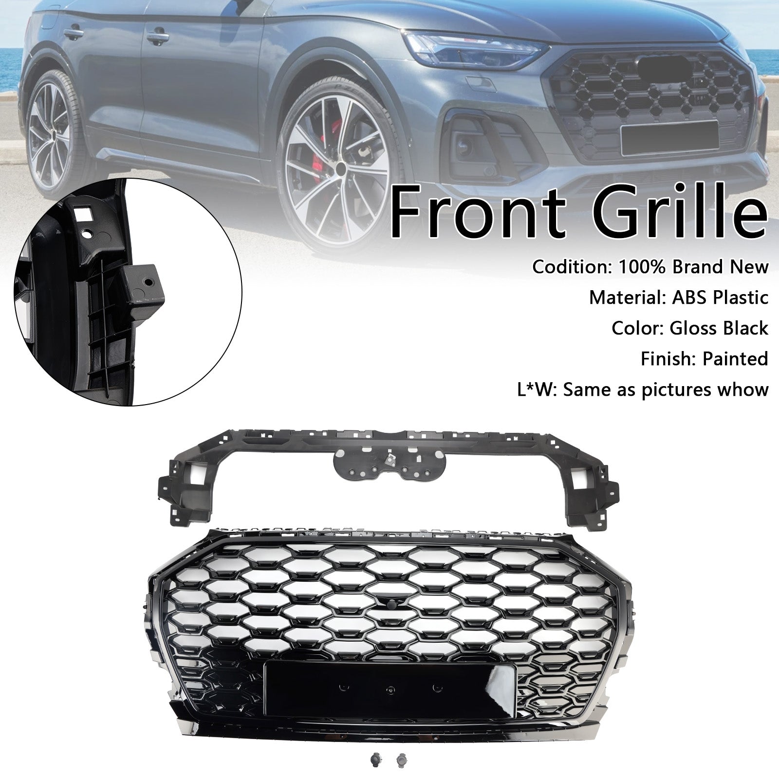 2021-2025 Audi Q5 SQ5 RSQ5 Style Front Honeycomb Mesh Grill Grille