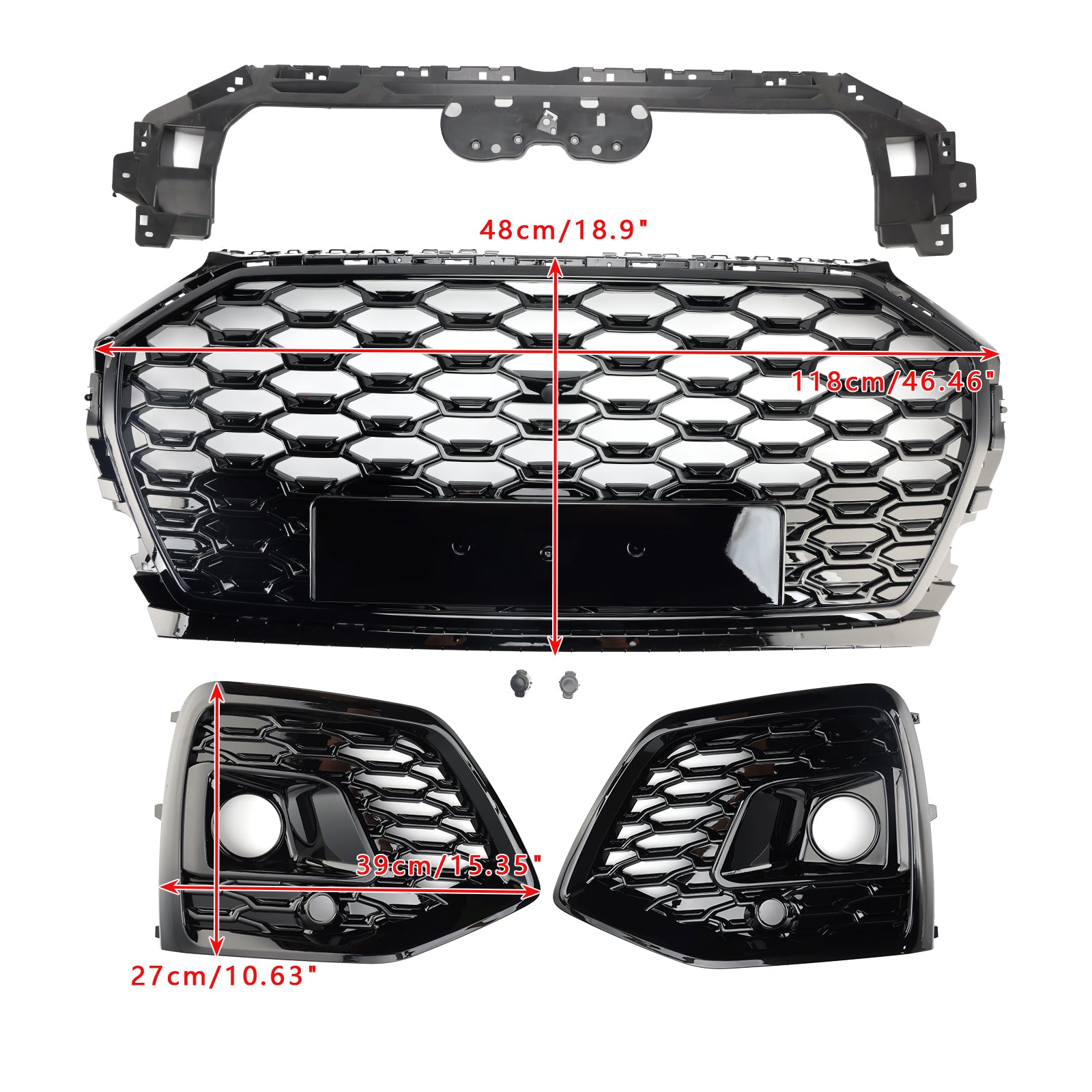 2021-2025 Audi Q5 Front Bumper Grille Honeycomb Grill & Fog Light Cover