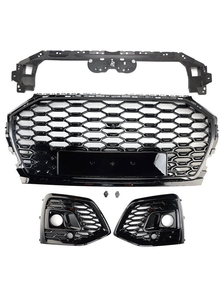 2021-2025 Audi Q5 Front Bumper Grille Honeycomb Grill & Fog Light Cover