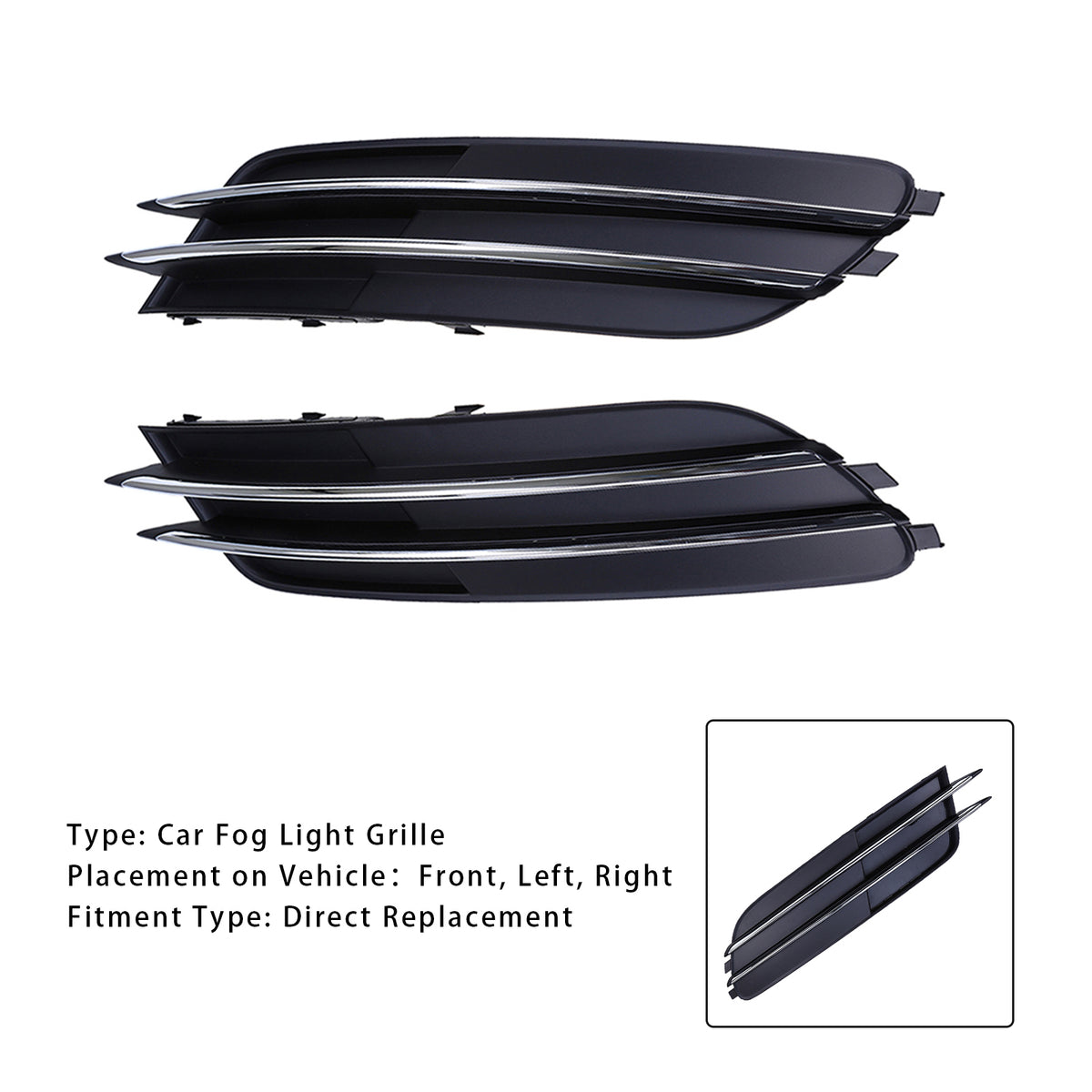 1 Pair Front Bumper Fog Light Grill Cover Bezel For Audi A6 C7 2011-2014