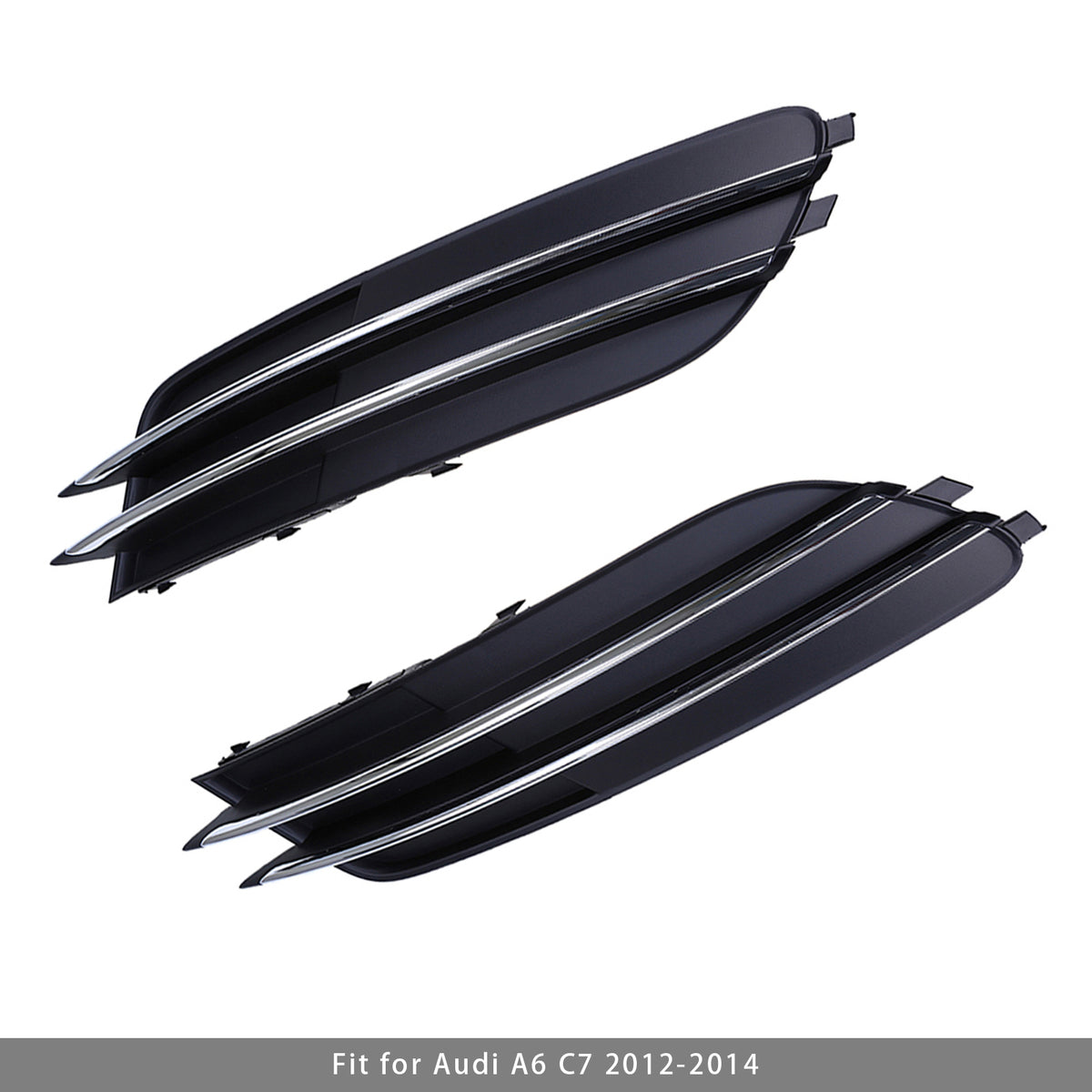 1 Pair Front Bumper Fog Light Grill Cover Bezel For Audi A6 C7 2011-2014
