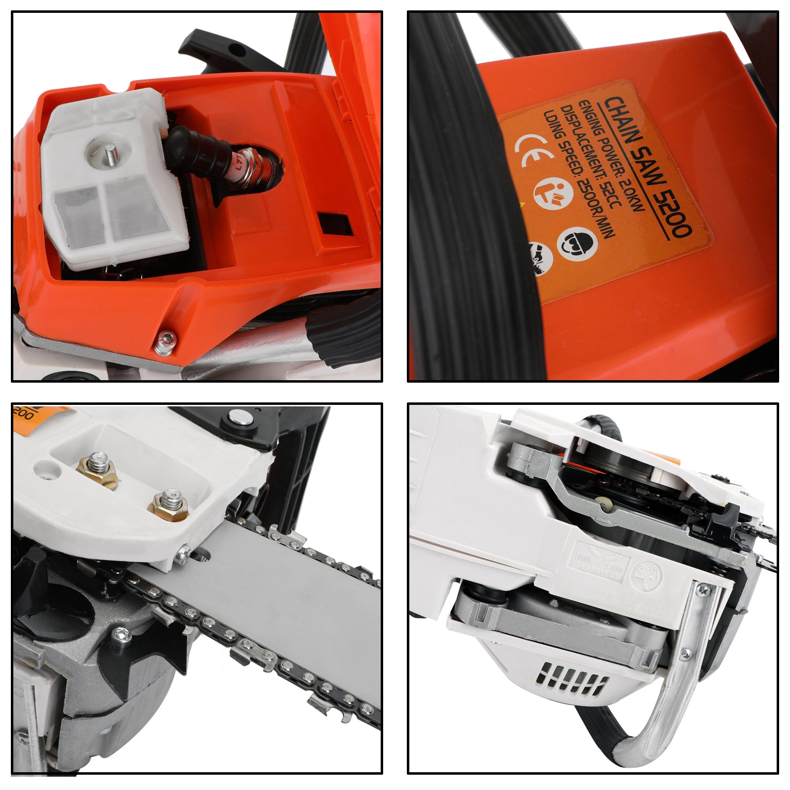 20'' 52CC Best Gasoline Chainsaws Cutting Wood Aluminum Chain Saws for Sale