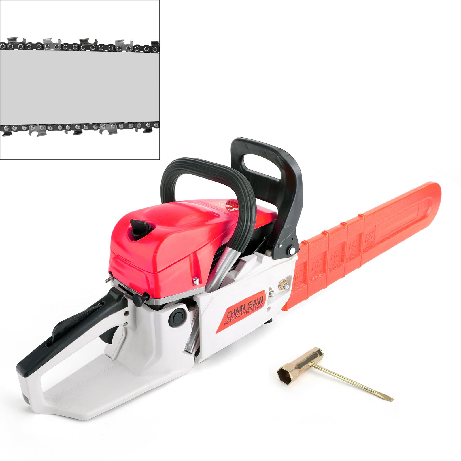 Chainsaw 22 Inch Gas Power, 22" 52CC Gasoline Chainsaw Cutting Wood Gas Sawing Aluminum Crankcase Chain Saw Set