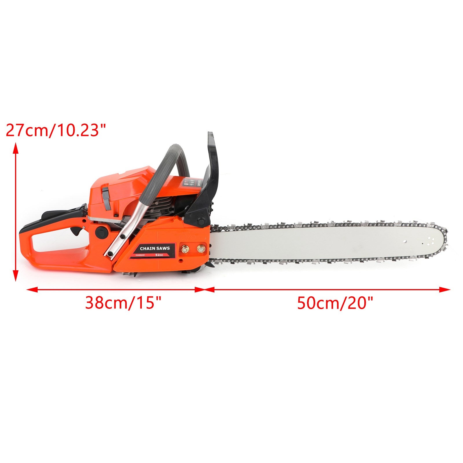 20“ 52cc Chain Saw 20inches Bar Powered Engine 2 Cycle Gasoline Chainsaw Orange