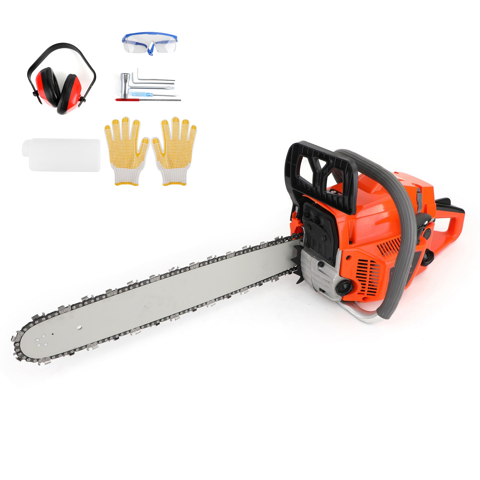 20“ 52cc Chain Saw 20inches Bar Powered Engine 2 Cycle Gasoline Chainsaw Orange