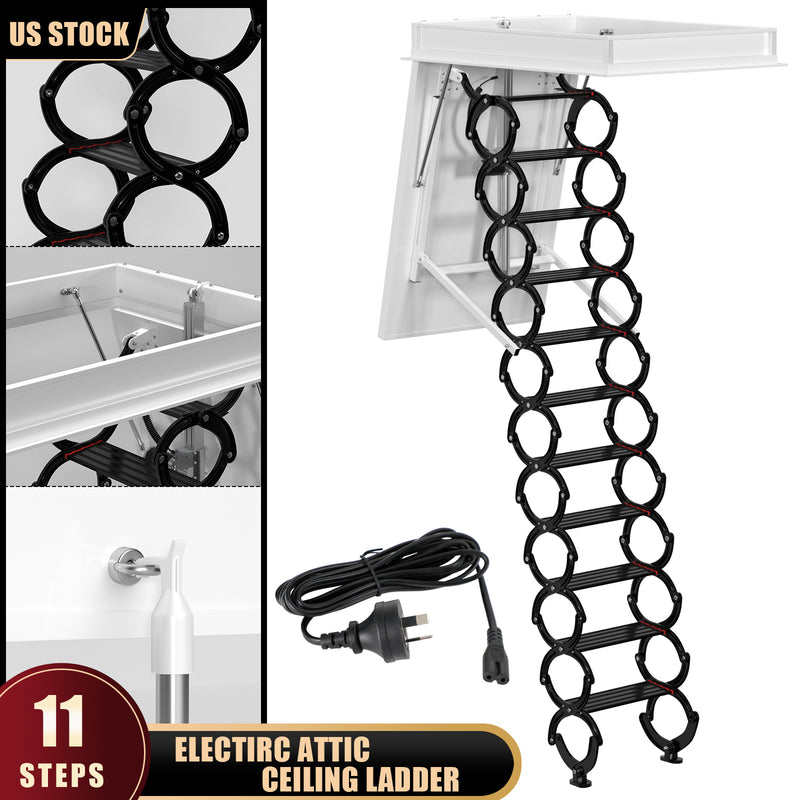 11 Steps Black Loft Folding Electirc Attic Ceiling Ladder Stairs 31.5*43.31" Australian Standard Plug