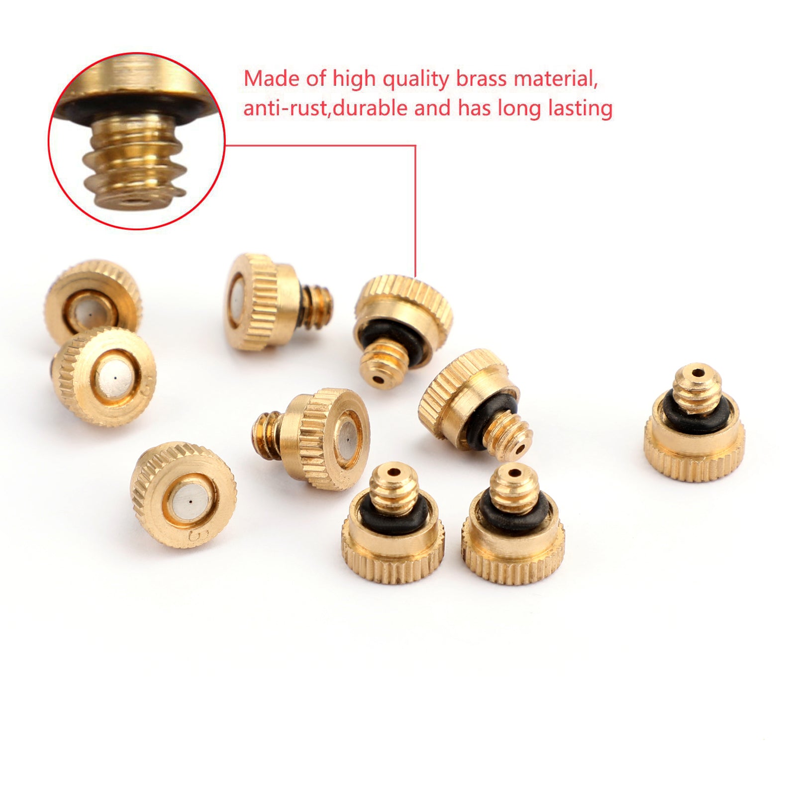 50X Brass Misting Nozzles Water Mister Sprinkle For Cooling System 0.024" 10/24