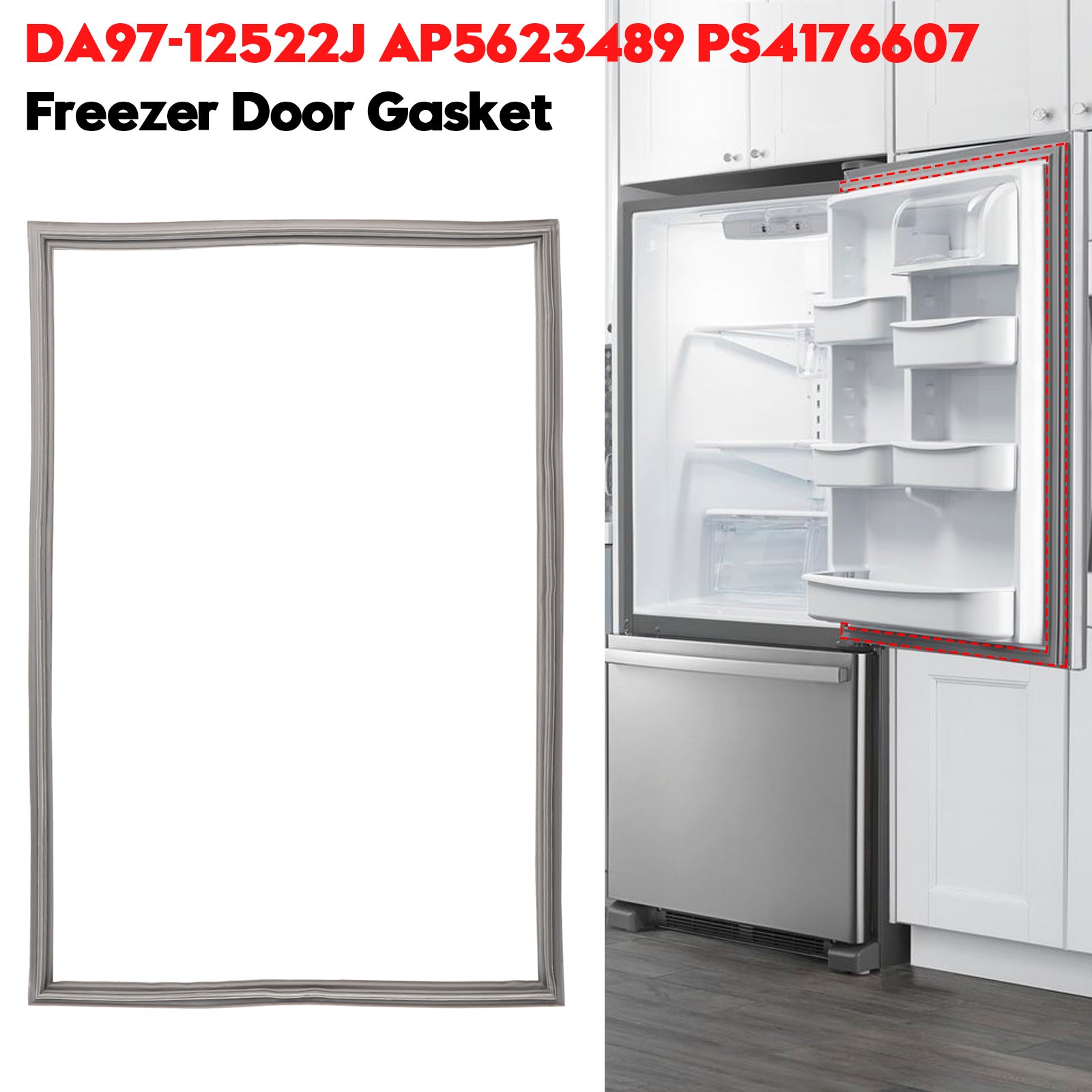 DA97-12522J Freezer Door Gasket for Samsung Refrigerator AP5623489 PS4176607