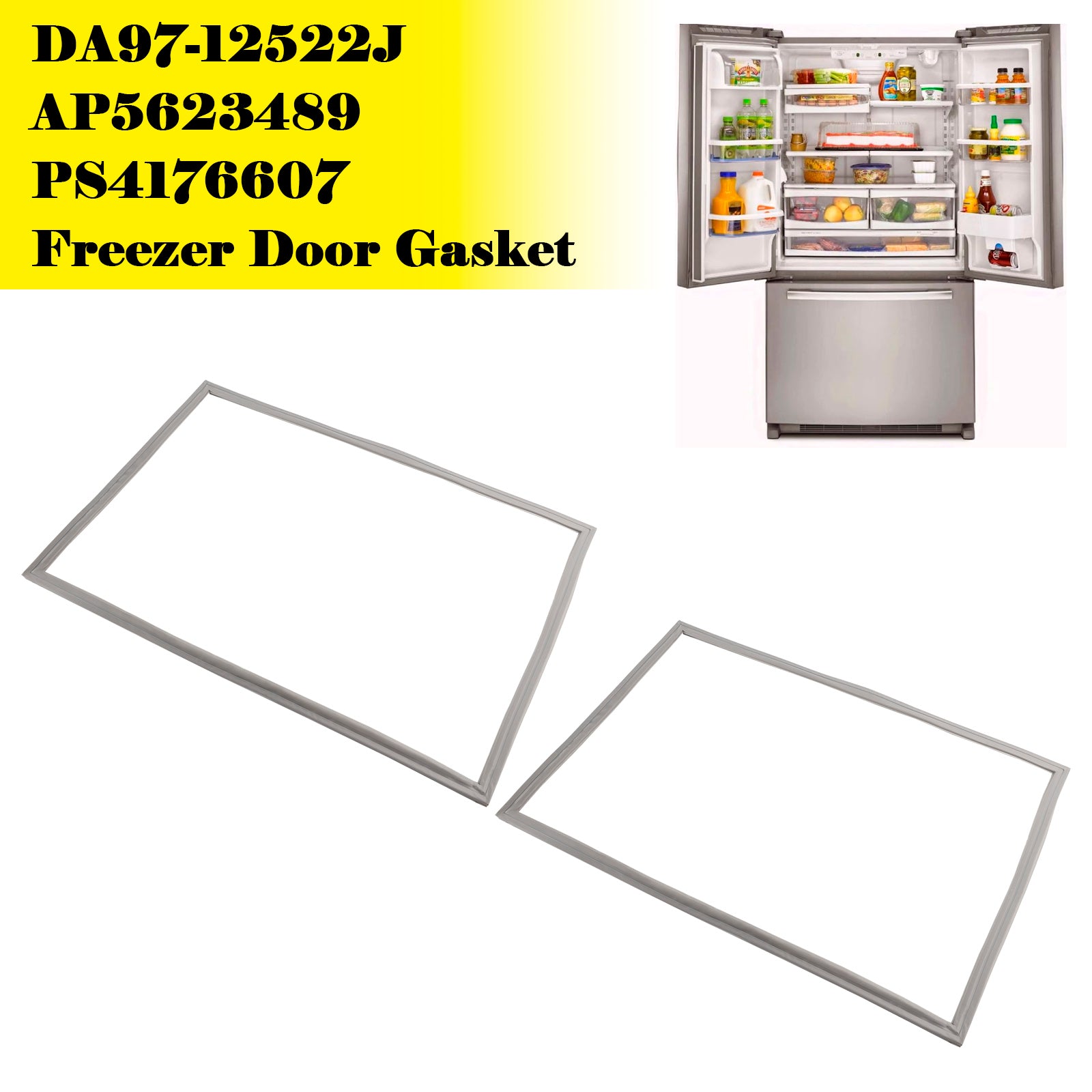 2 Pcs DA97-12522J Freezer Door Gasket for Samsung Refrigerator AP5623489 3973455