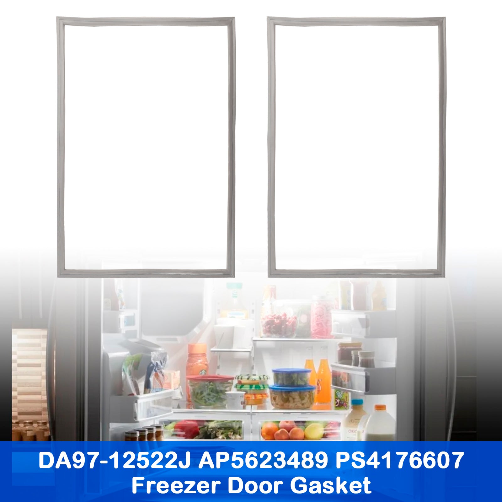 2 Pcs DA97-12522J Freezer Door Gasket for Samsung Refrigerator AP5623489 3973455
