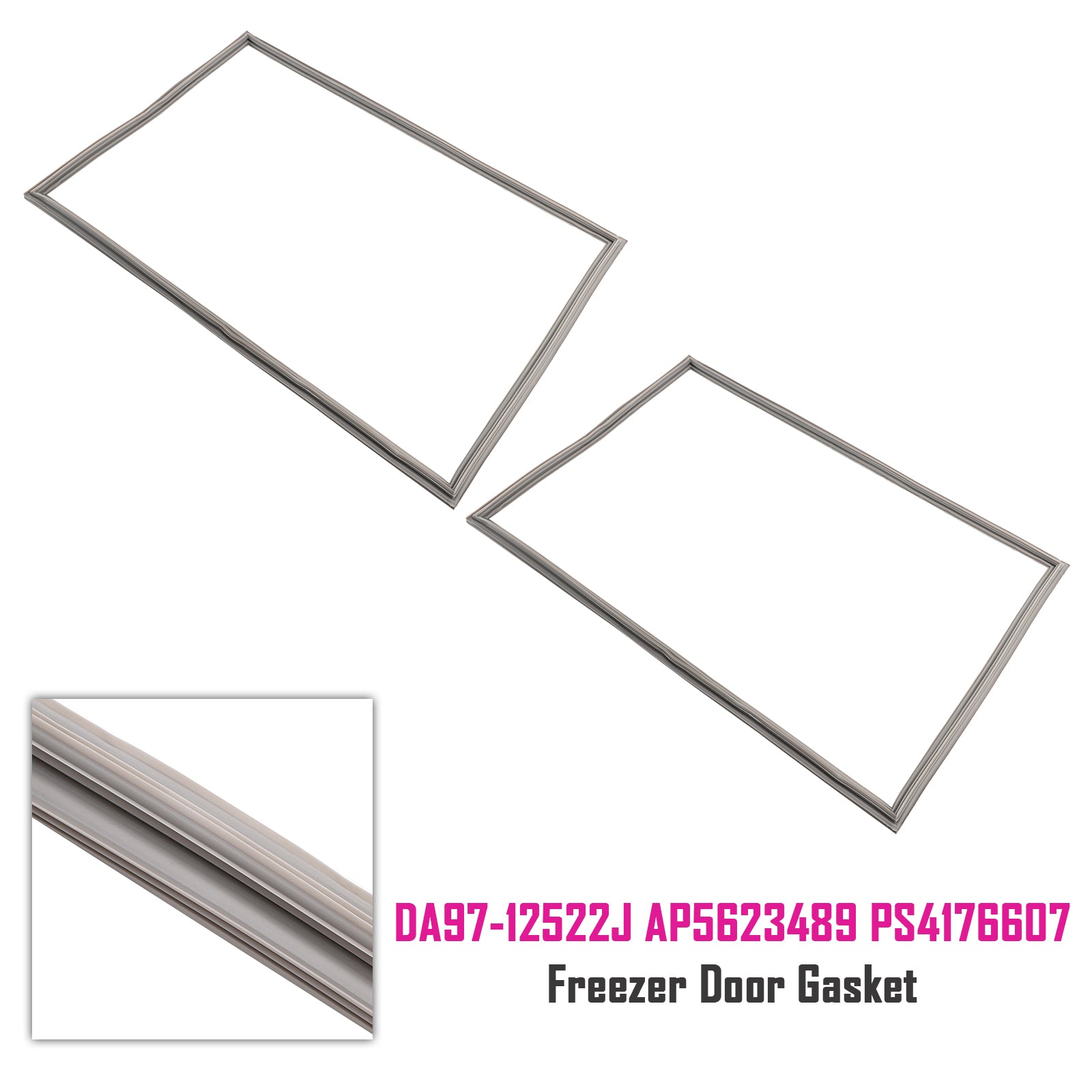 2 Pcs DA97-12522J Freezer Door Gasket for Samsung Refrigerator AP5623489 3973455