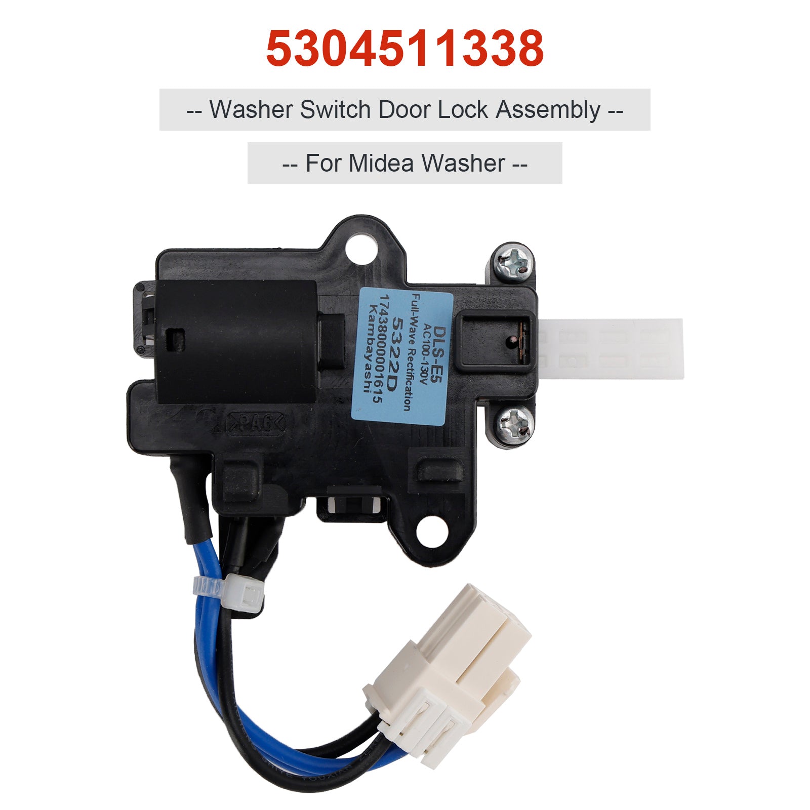 5304511338 Washer Switch Door Lock Assembly for Frigidaire Washing Machine