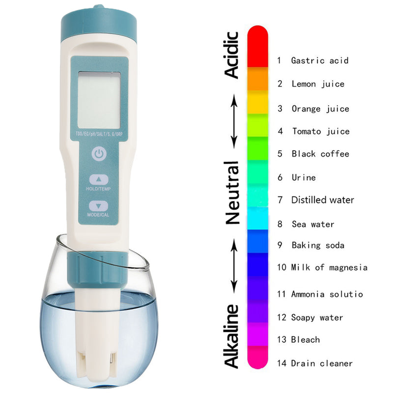 7 In 1 Digital Salinity PH TDS TEMP SG EC ORP Tester Water Quality Monitor Meter