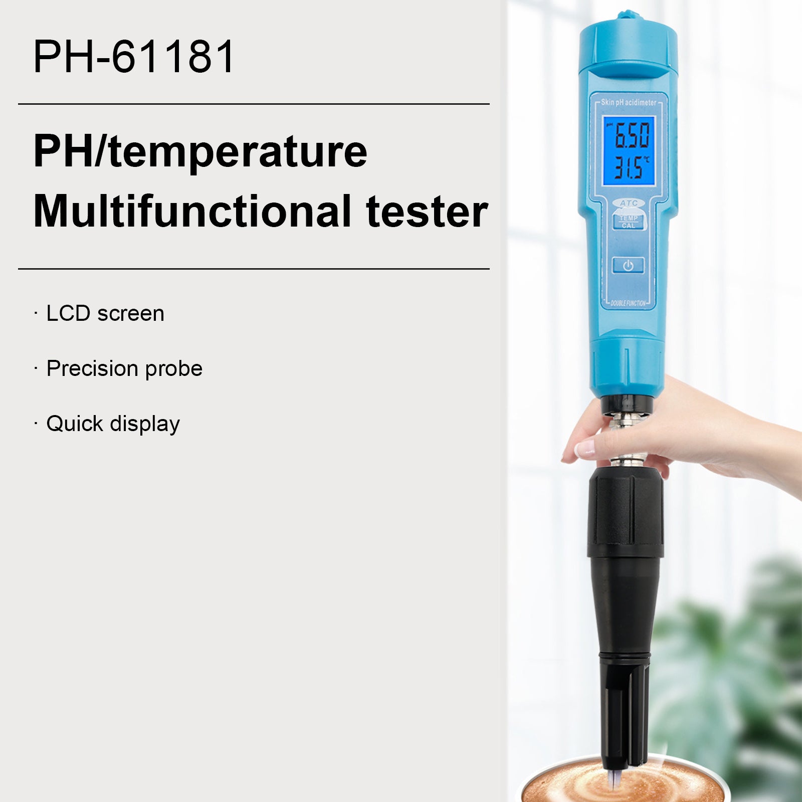 PH Meter Thermometer Pen For Food Fruit Meat Soil Lab Digital Acidity PH Tester