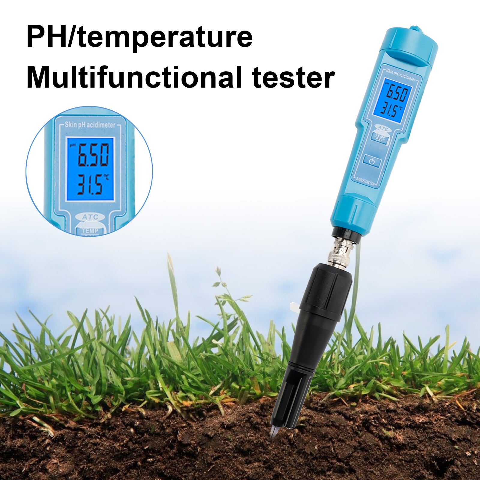 PH Meter Thermometer Pen For Food Fruit Meat Soil Lab Digital Acidity PH Tester