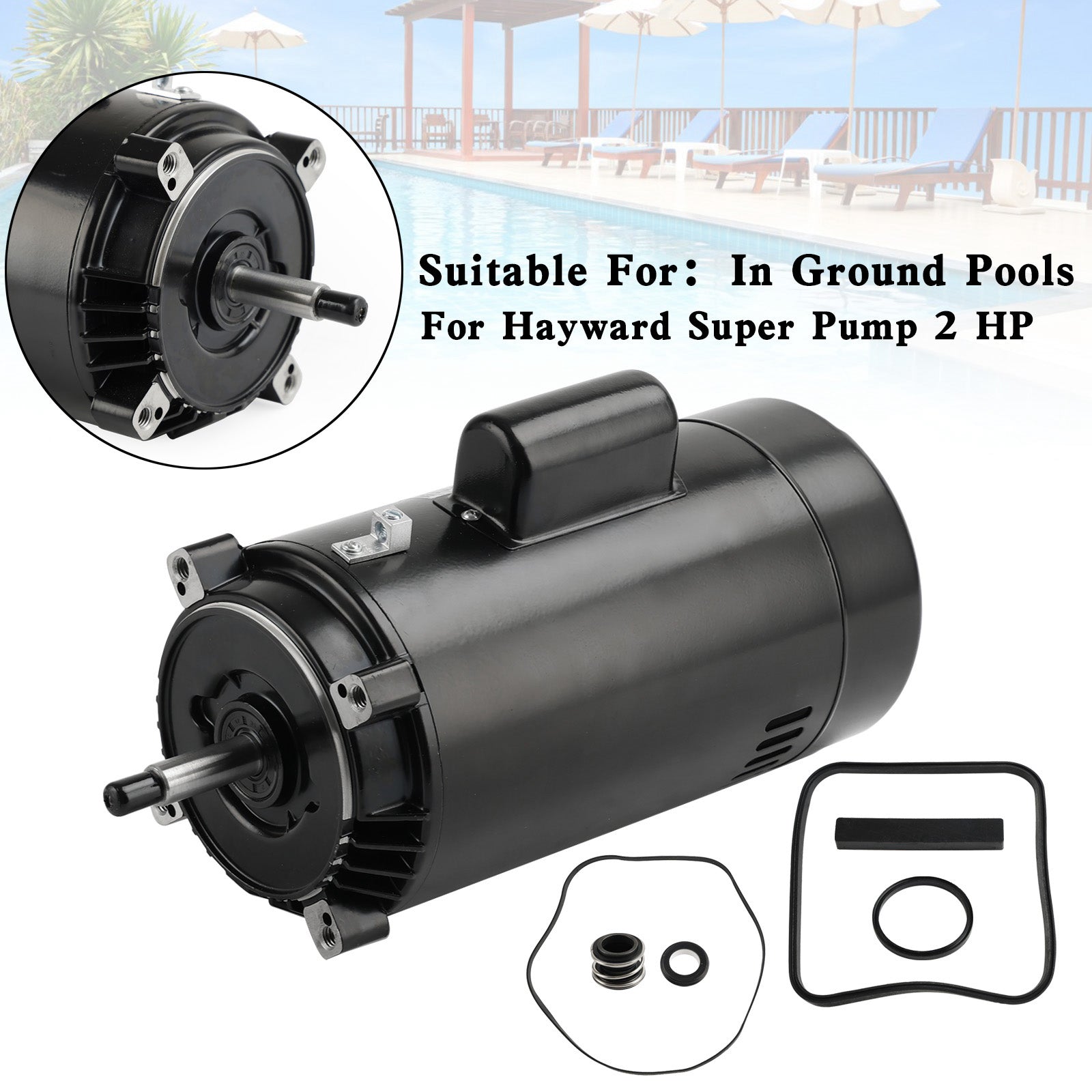 Motor de bomba de piscina SP2615X20 UST1202 para Hayward Super Pump 2 HP con GO-KIT-3