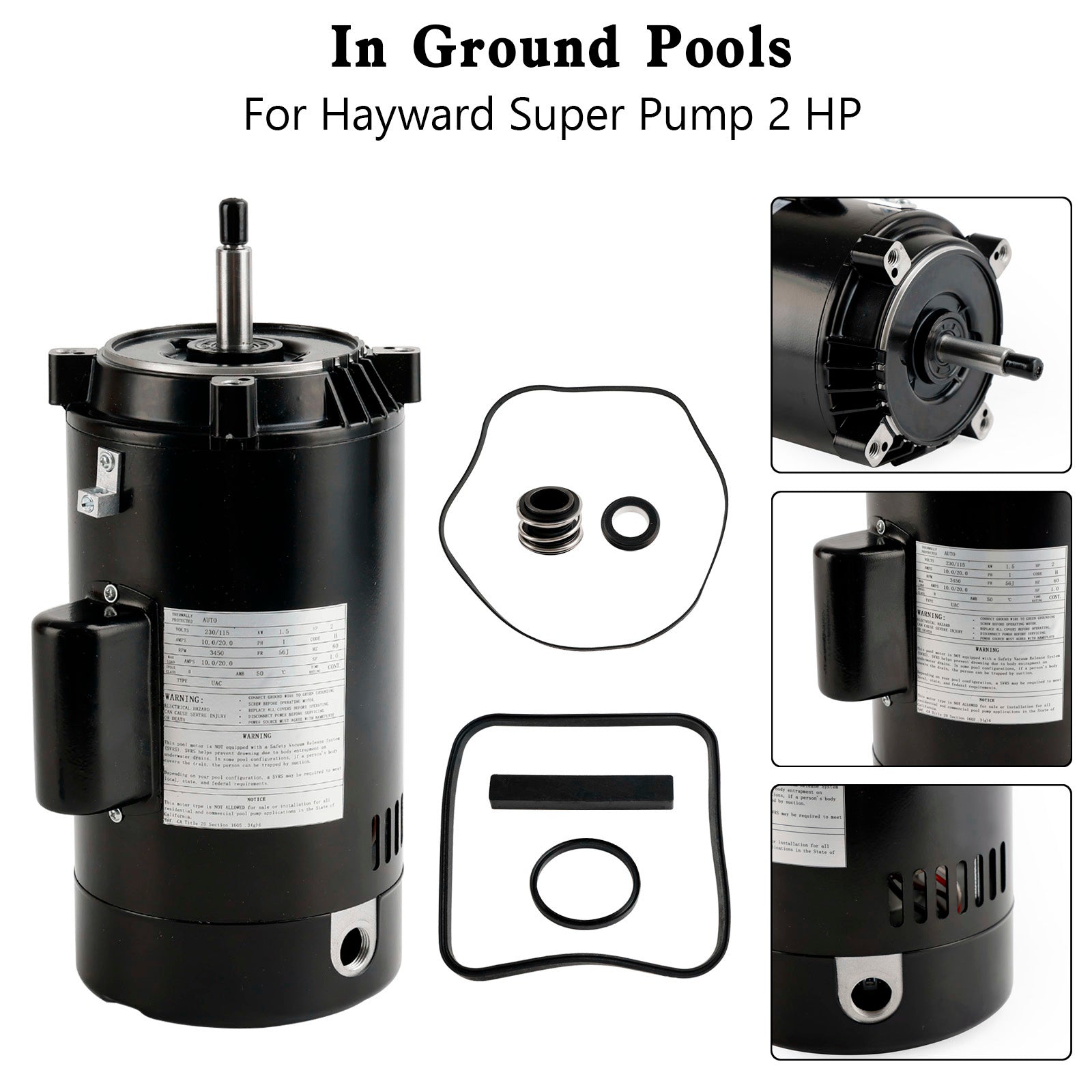 Motor de bomba de piscina SP2615X20 UST1202 para Hayward Super Pump 2 HP con GO-KIT-3