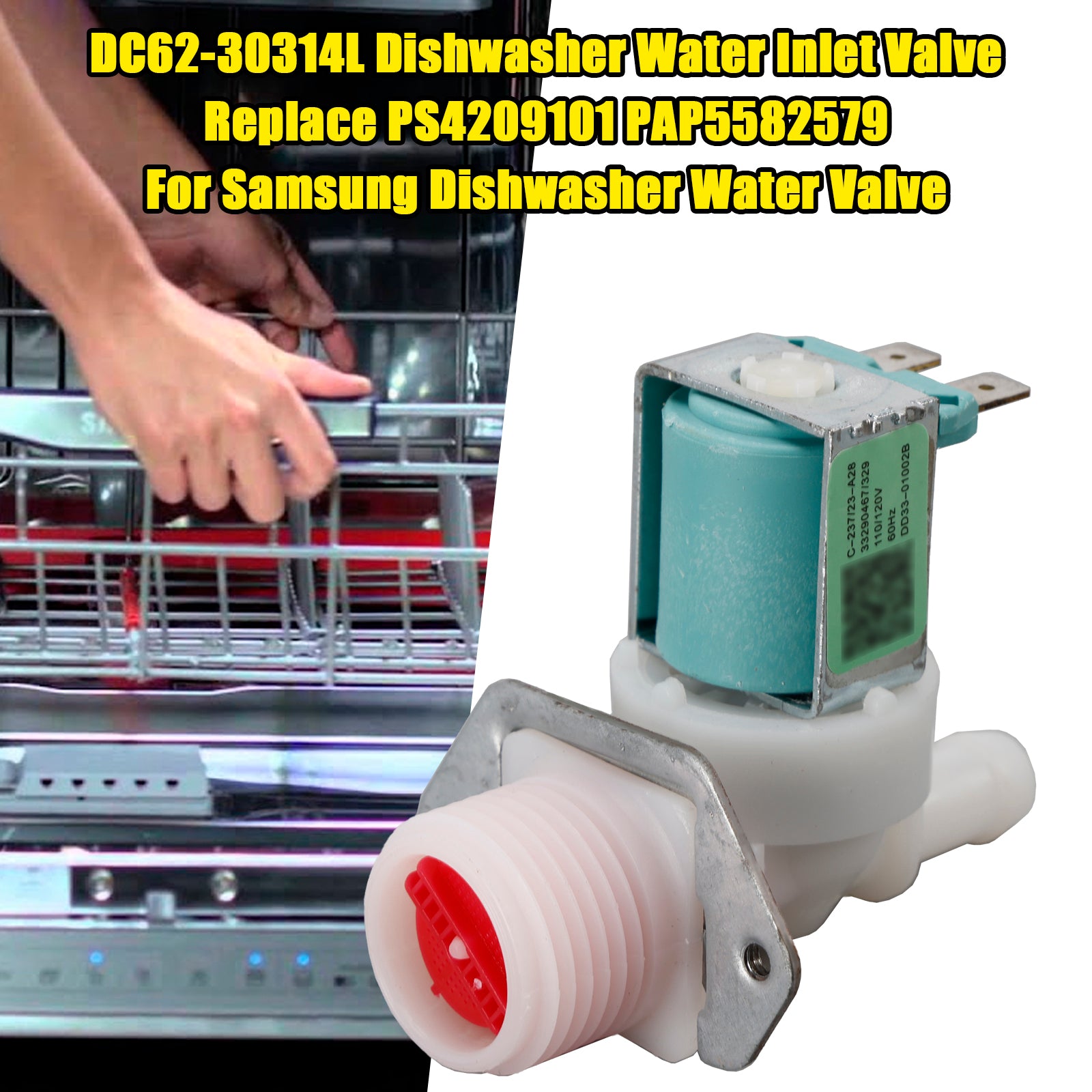 DC62-30314L Dishwasher Water Inlet Valve for Samsung AP5582579 PS4209101