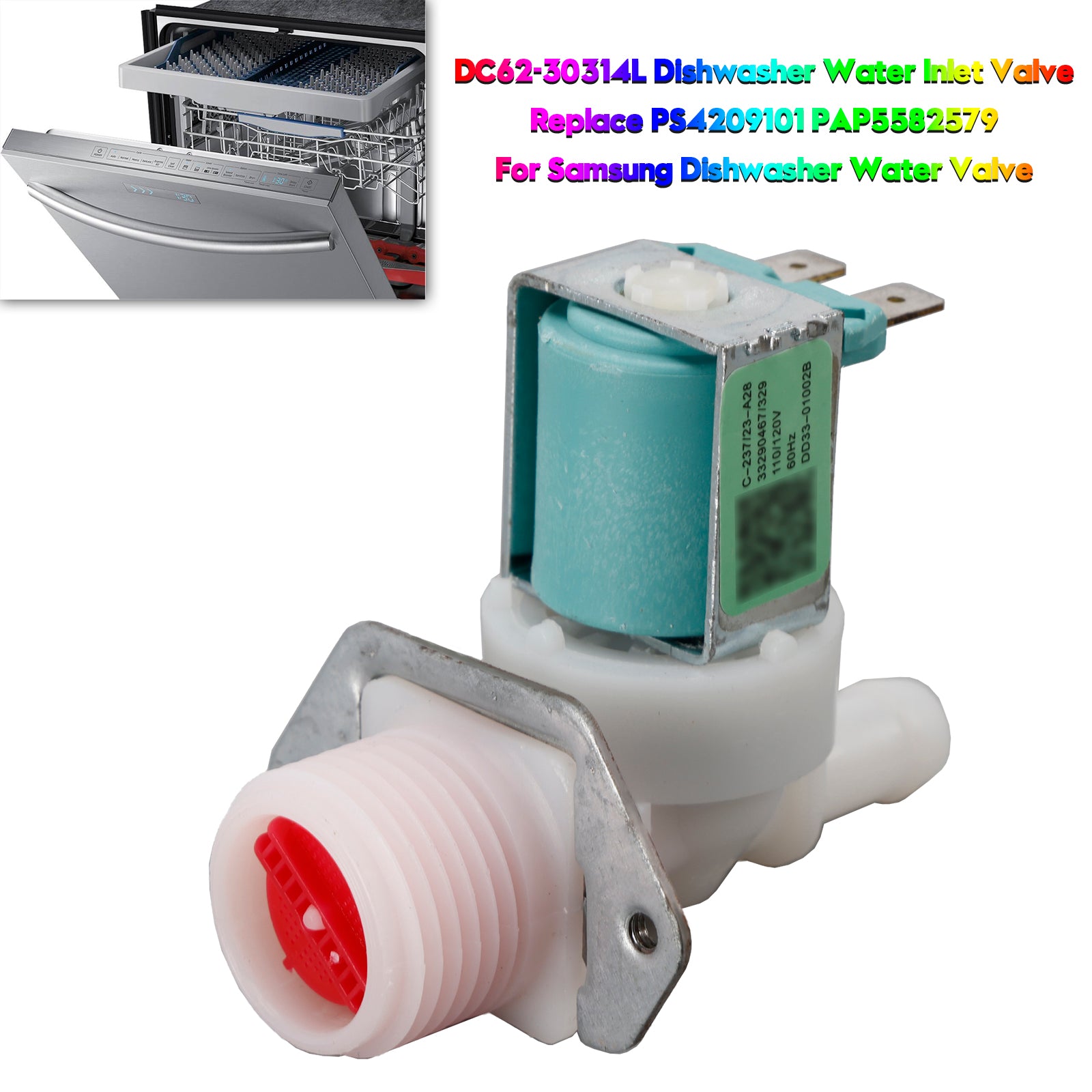 DC62-30314L Dishwasher Water Inlet Valve for Samsung AP5582579 PS4209101