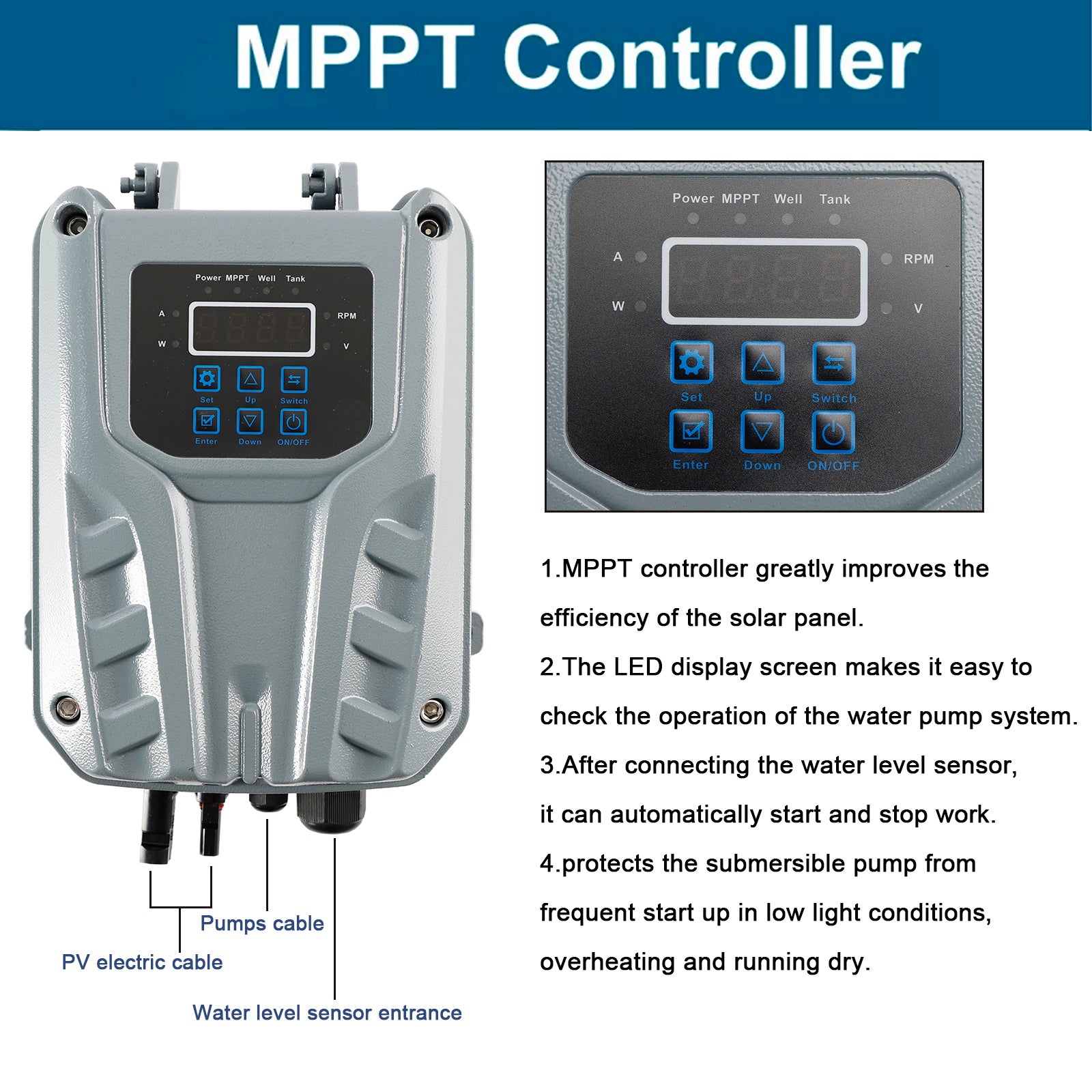 3" 600W Solar Pump Submersible Pump Bore DC 48V Impeller Pump + MPPT Controller