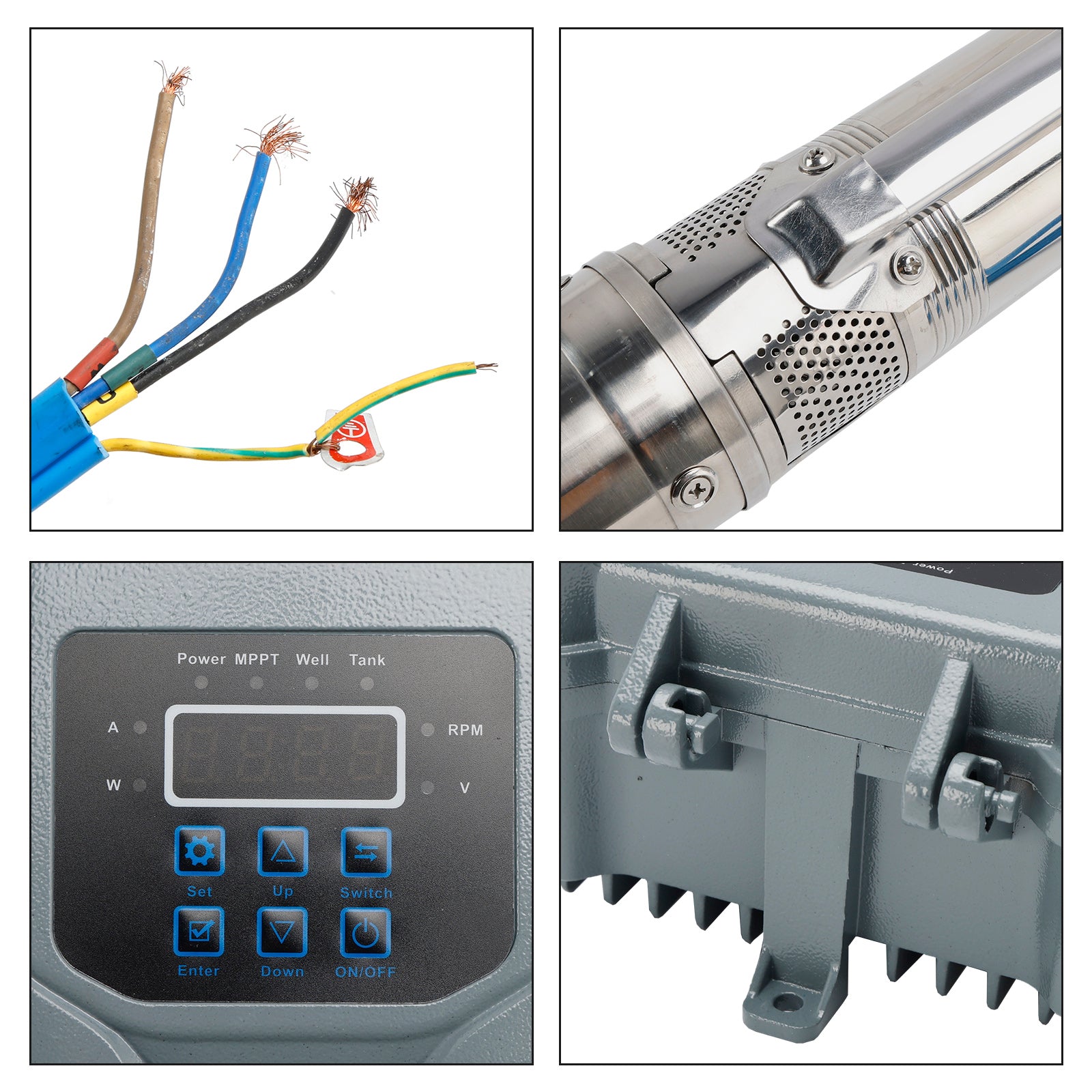 3" 600W Solar Submersible Pump 48V DC Deep Well Pump with MPPT Controller, 197ft Head, 1452 GPH Flow for Farm, Garden, Pool, Industrial Use