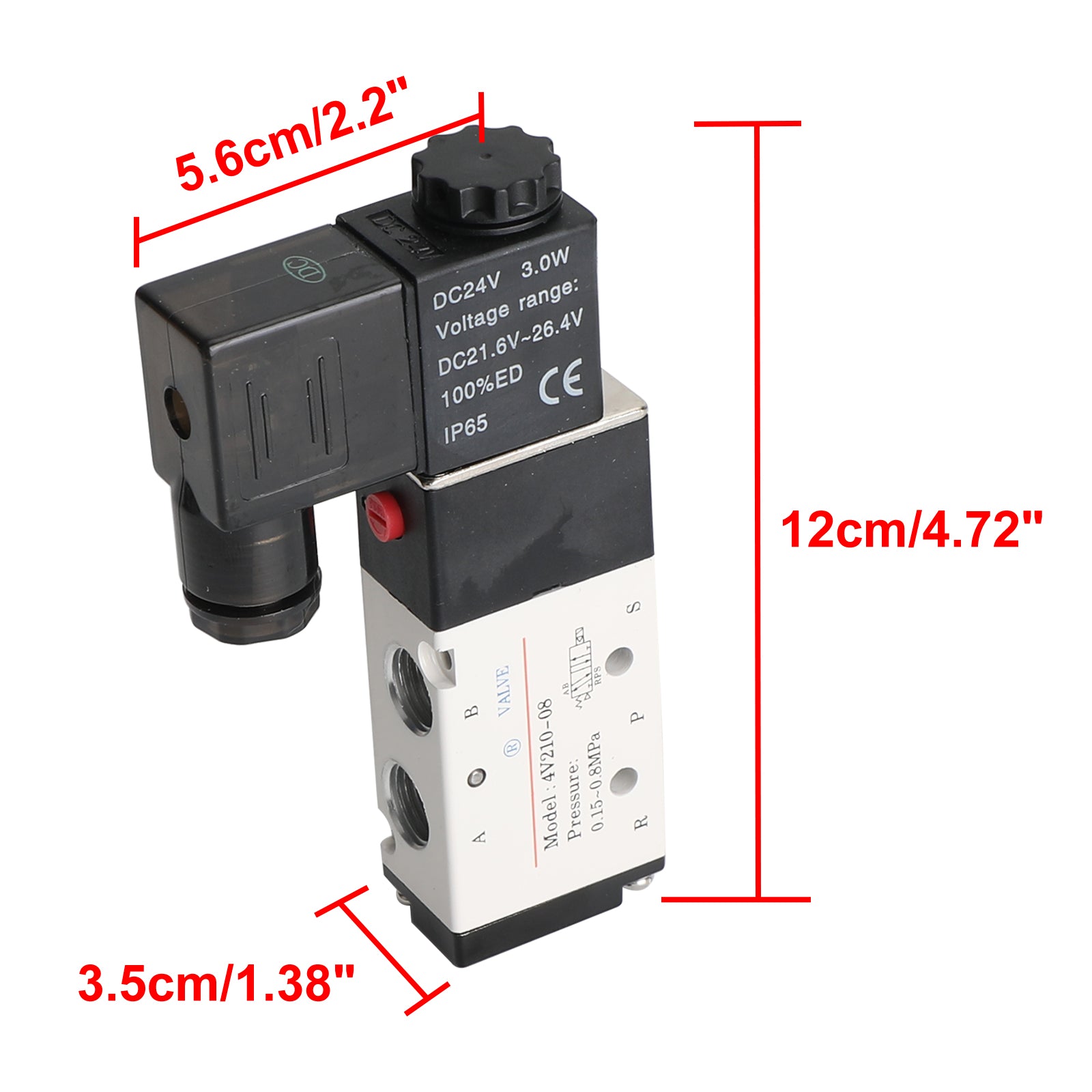 4V210-08 5 Way 2 Position Dc 24V Pneumatic Electric Solenoid Air Valve