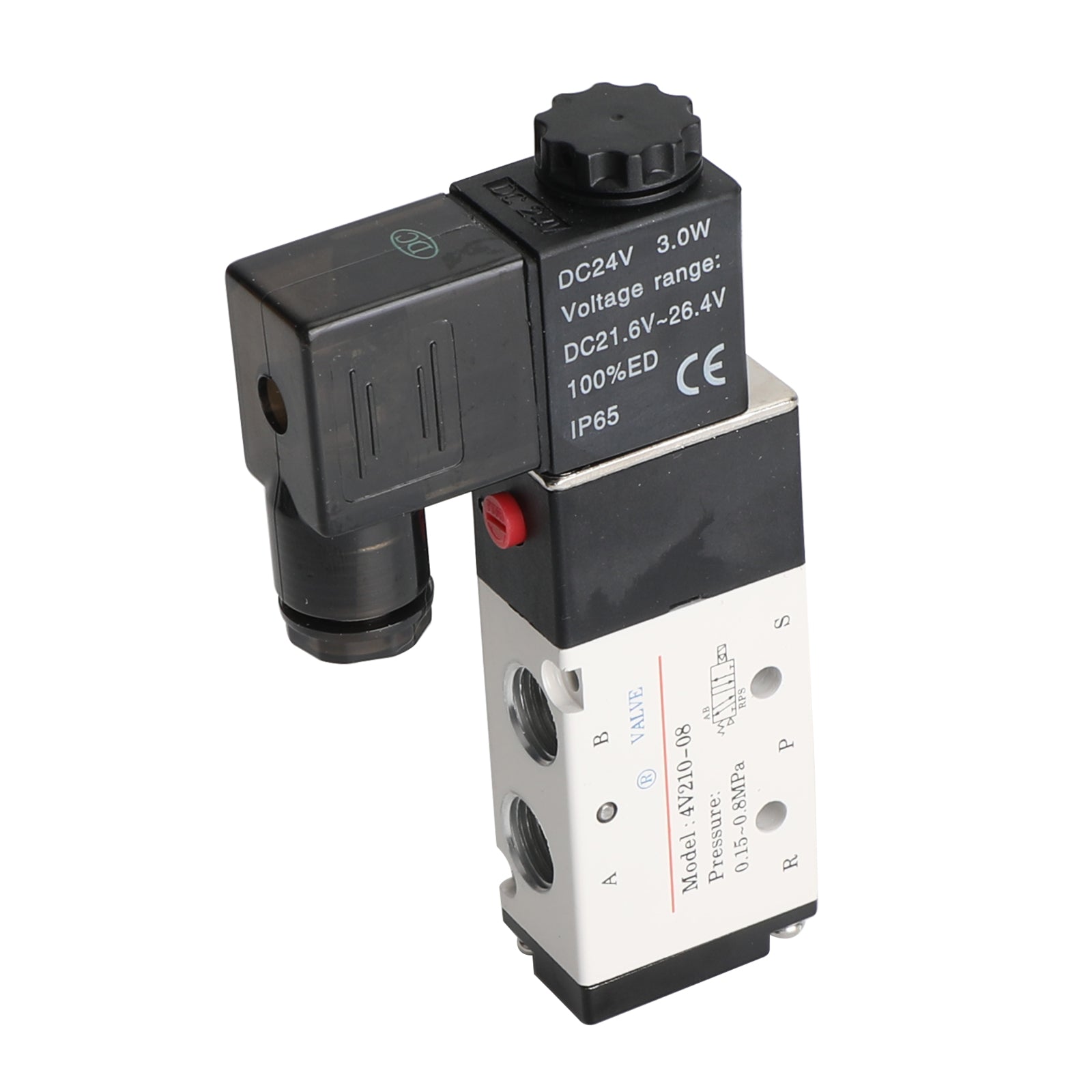 4V210-08 Válvula de aire solenoide eléctrica neumática de 5 vías y 2 posiciones CC 24 V