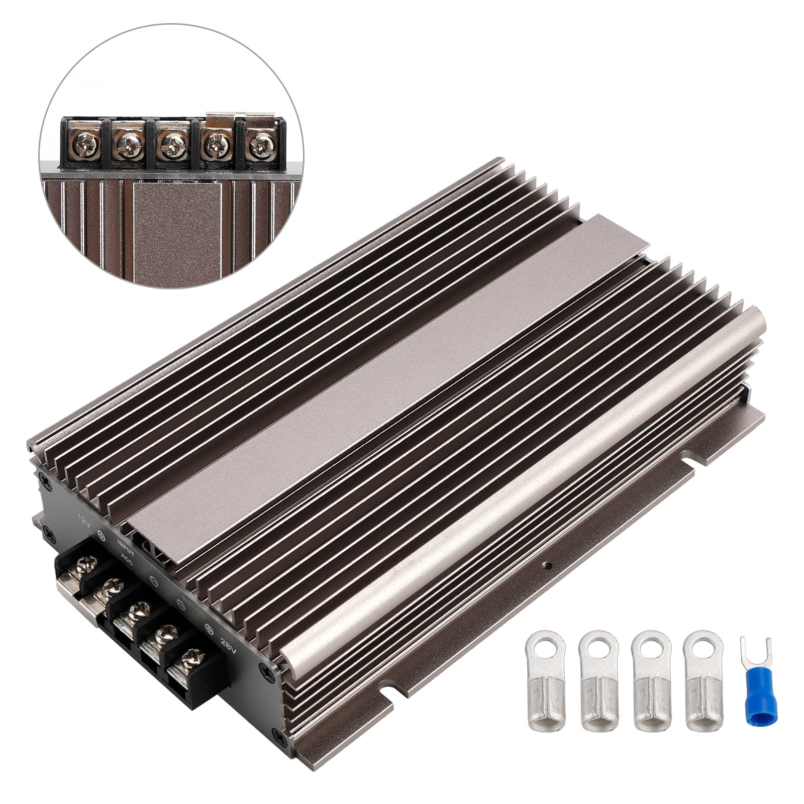 DC-DC 12V 스텝업 28V 20A 차량용 전원 공급 장치 컨버터 레귤레이터 충전 가능