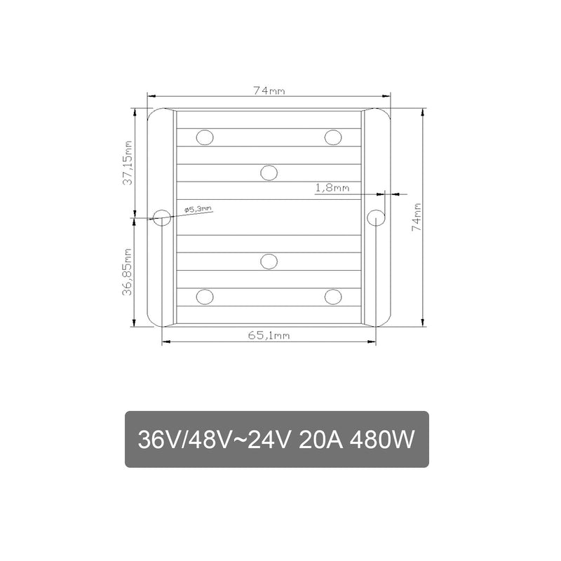 Regulador convertidor de fuente de alimentación reductor impermeable DC 36V/48V a 24V 480W 20A