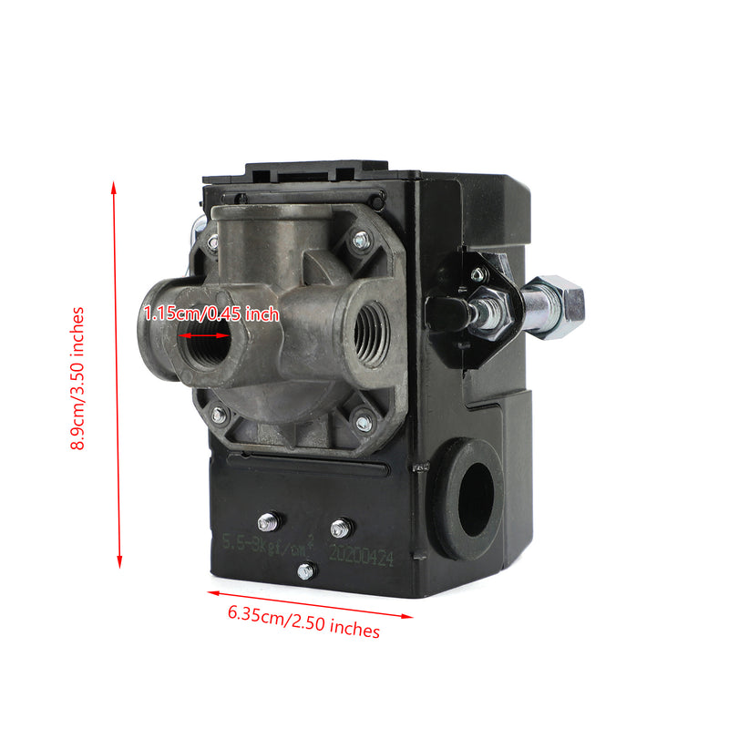Válvula de control del interruptor de presión Compresor de aire 90-120Psi 4 puertos resistente 26 amperios