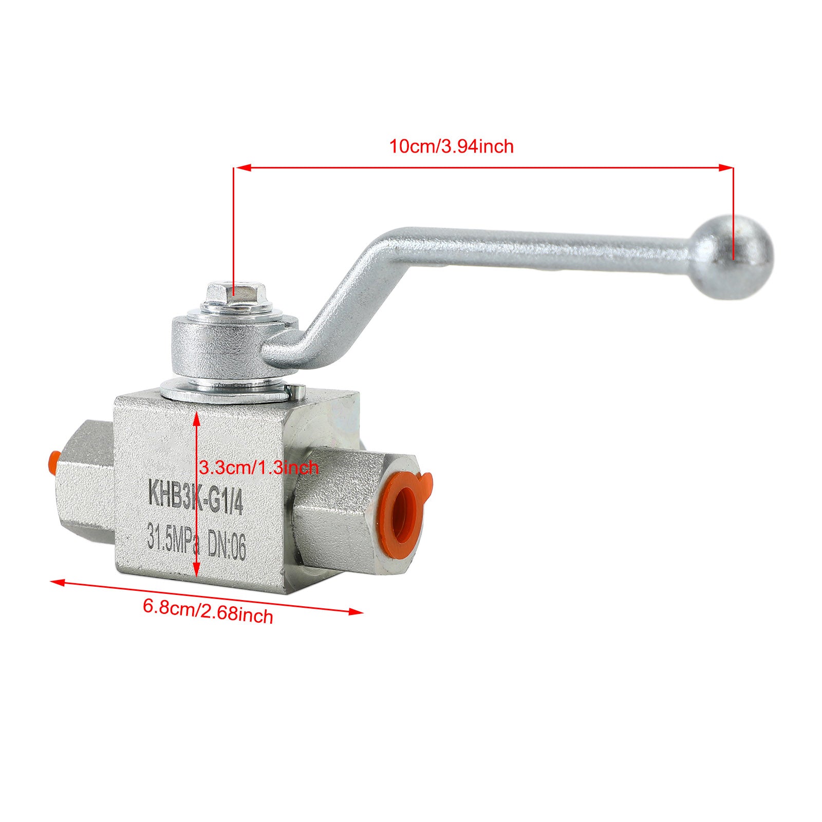 Válvula de bola hidráulica de 3 vías Válvula de bola de alta presión hembra NPT de 1/4"/3/8"/1/2"