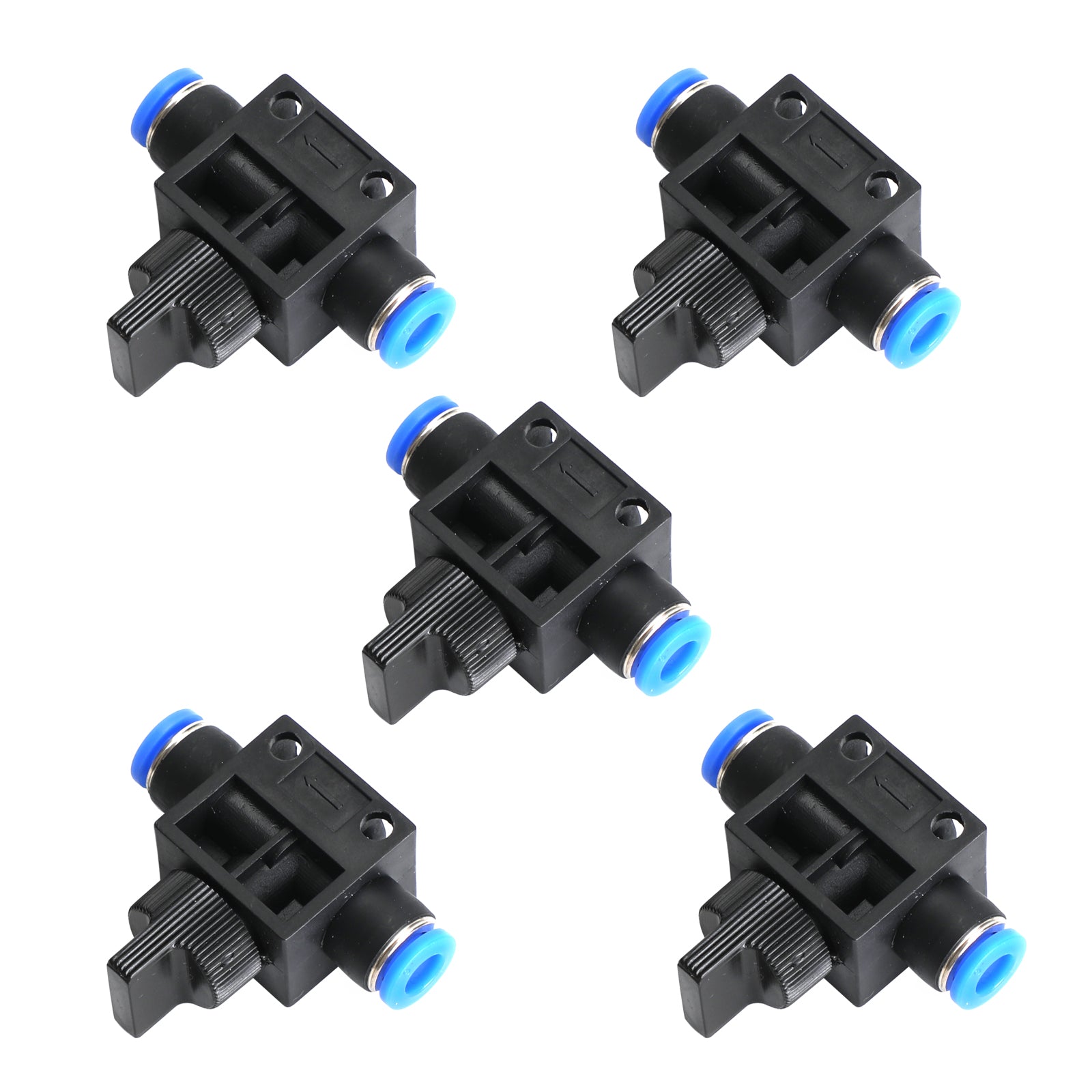 5Pcs HVFF6 T-Shaped 6Mm To 6Mm Tubing Connecter Pneumatic Flow Control Valve