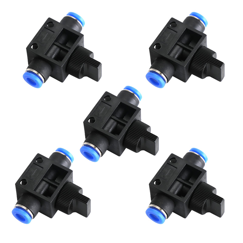 5Pcs HVFF6 T-Shaped 6Mm To 6Mm Tubing Connecter Pneumatic Flow Control Valve