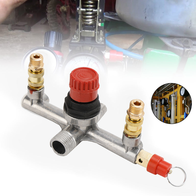 Air Compressor Pressure Control Switch Valve Manifold Regulator Gauge Fit Part