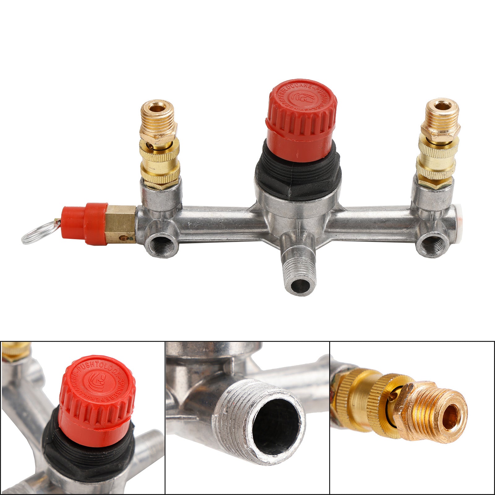 Air Compressor Pressure Control Switch Valve Manifold Regulator Gauge Fit Part